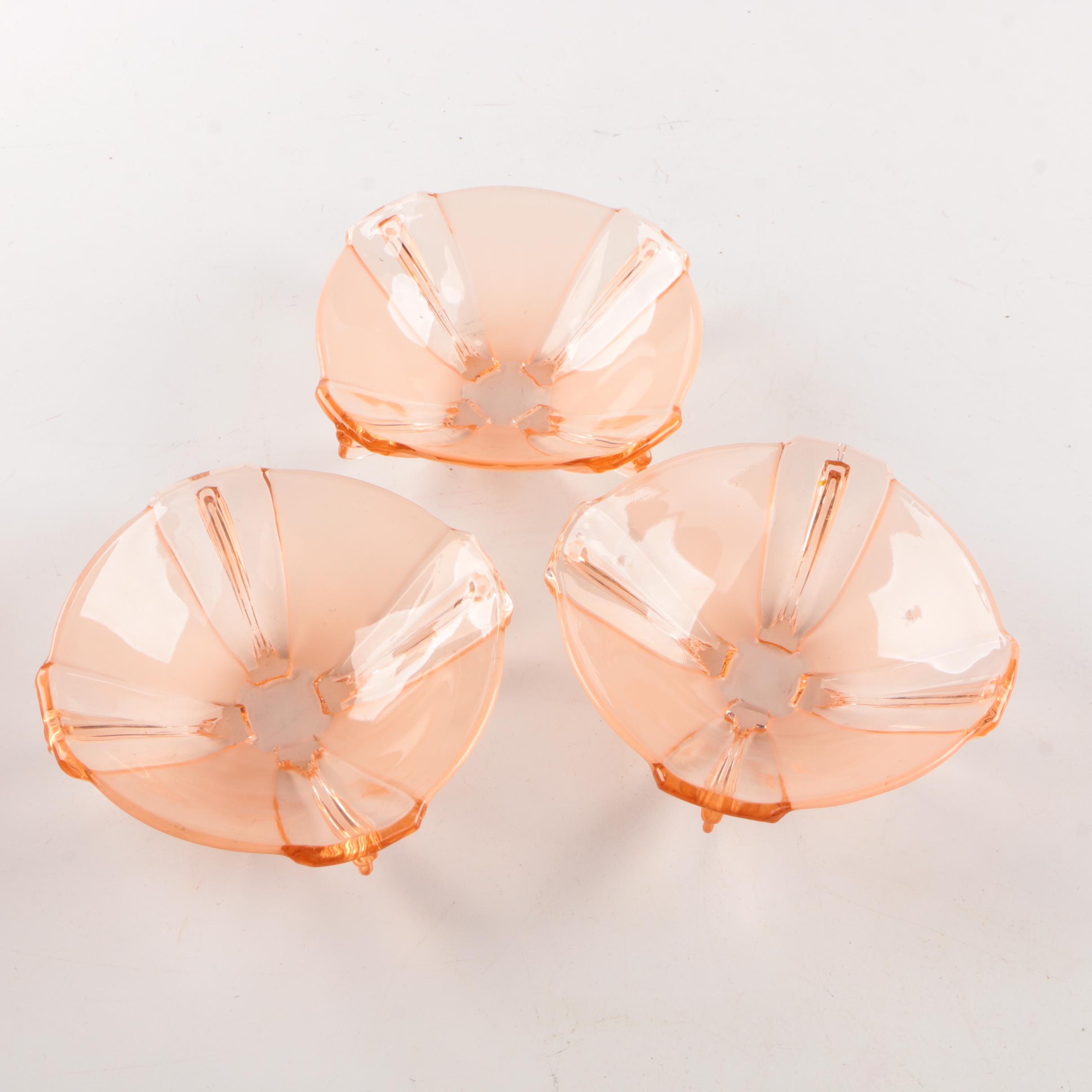 Pink Depression Glass Footed Dish Set