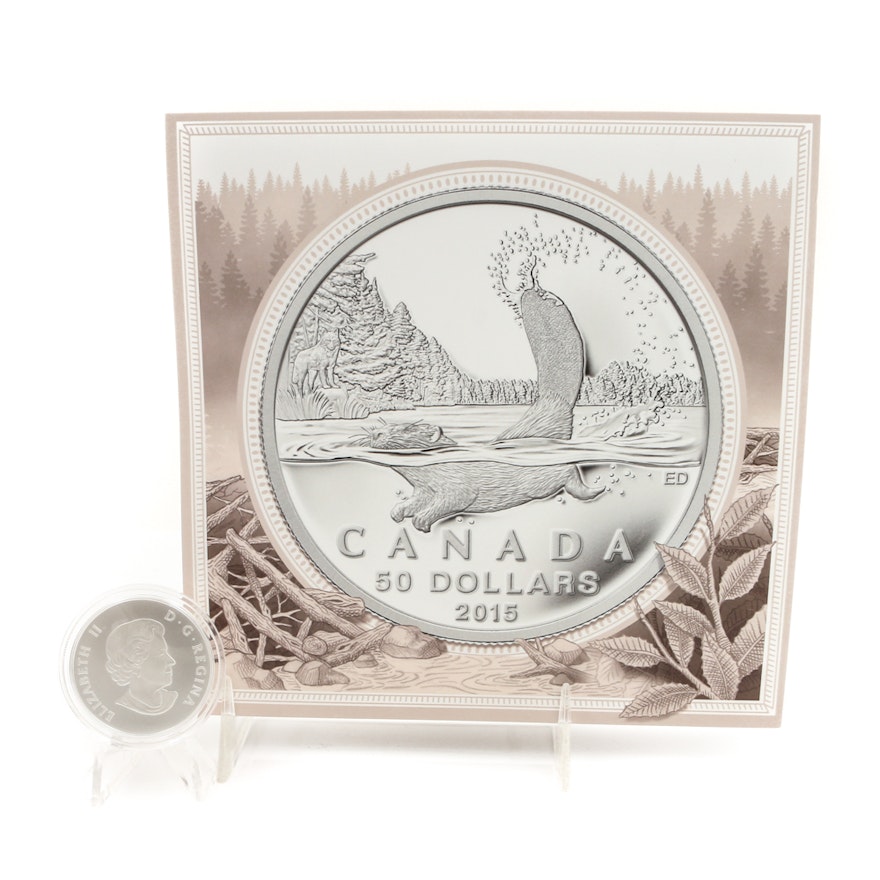 2015 Canadian $50 Silver Beaver Coin