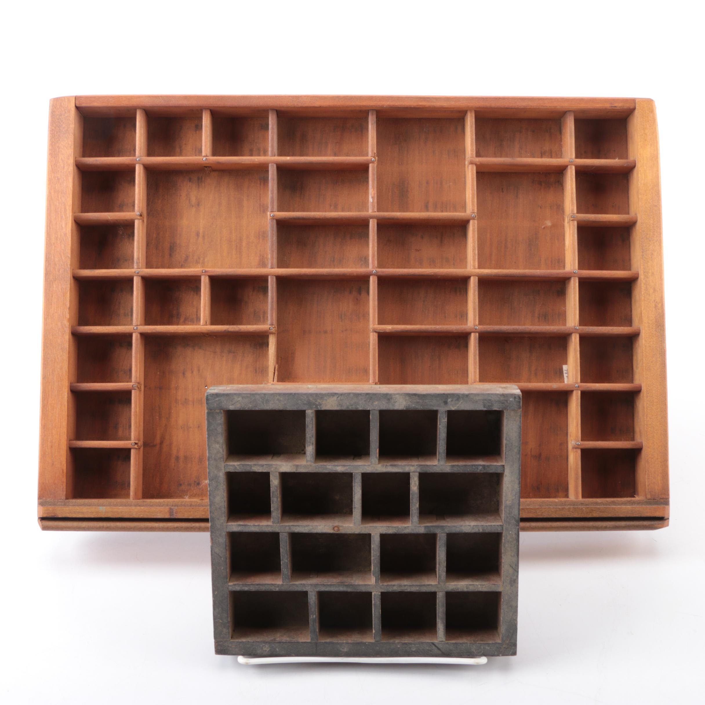 Pair of Vintage Typeset Trays