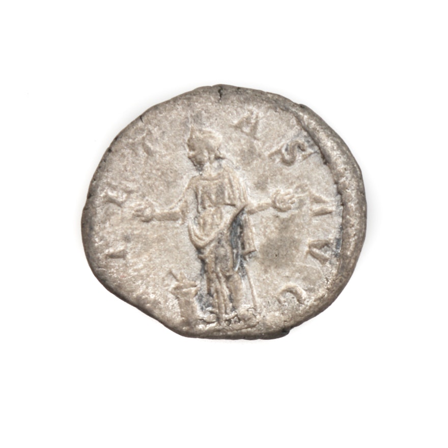 Ancient Roman Silver Denarius Circa 200 A.D.