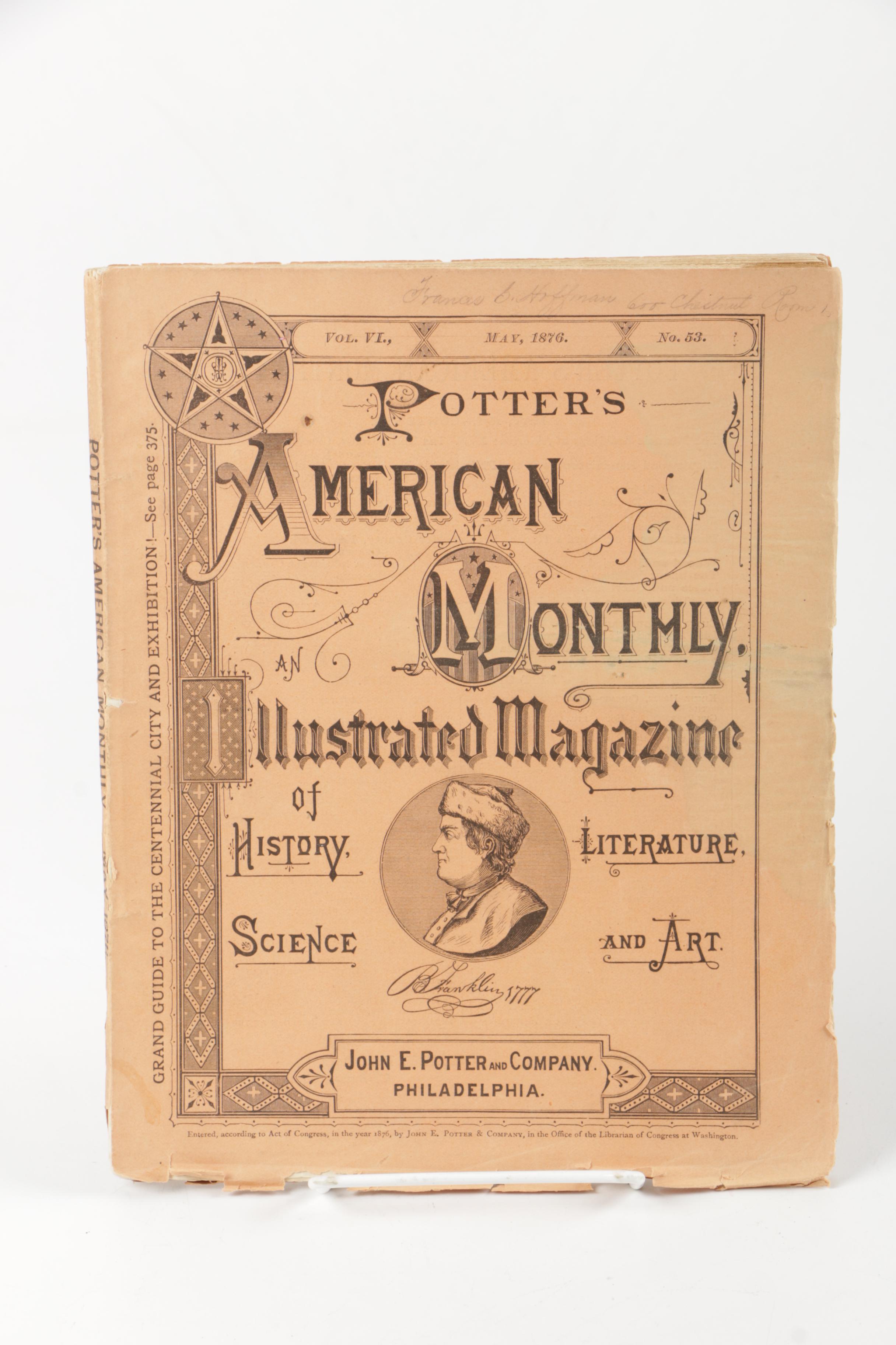 1876 Centennial Exhibition "Potter's American Monthly, Illustrated Magazine"