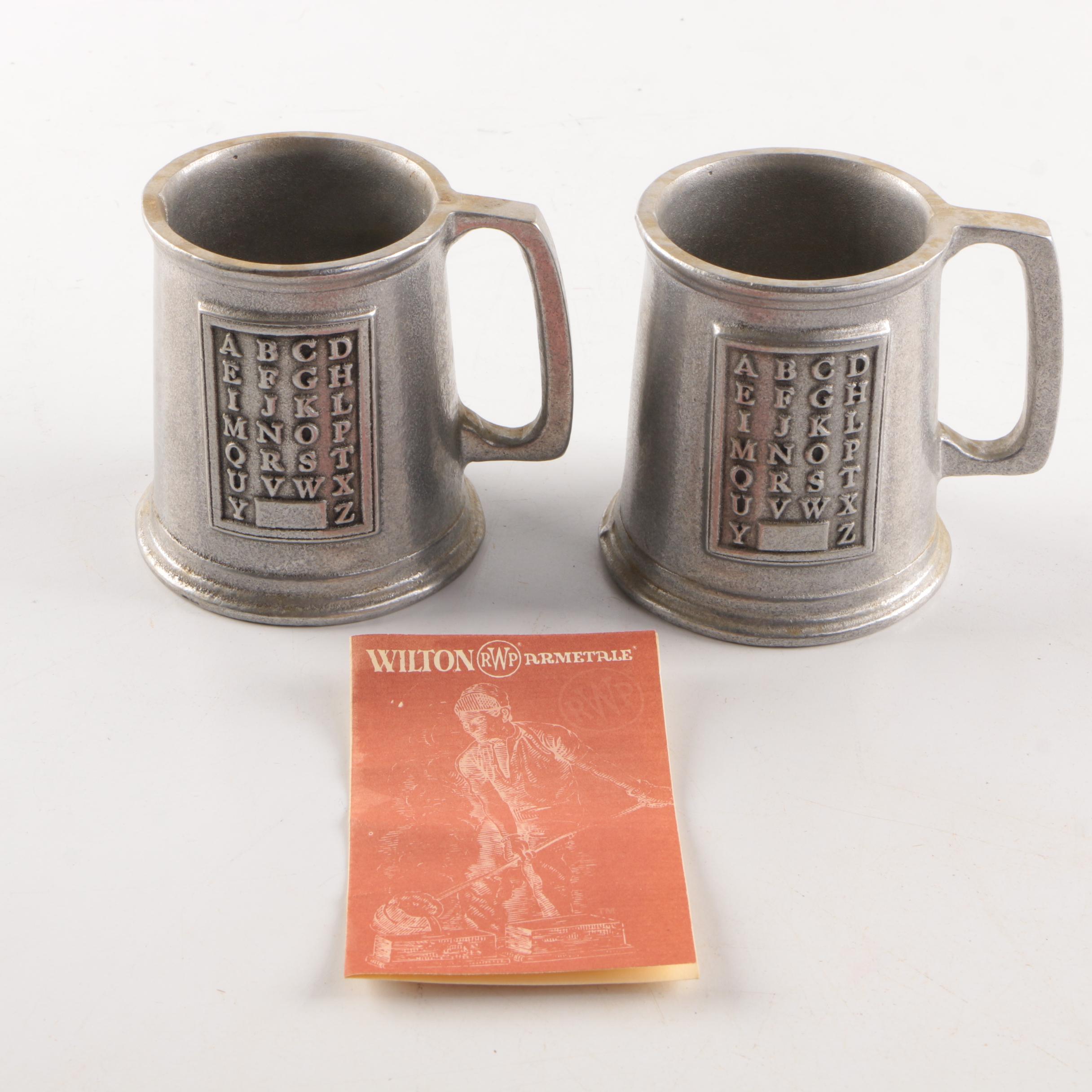 Pair of Wilton Armetale "Alphabet" Mugs