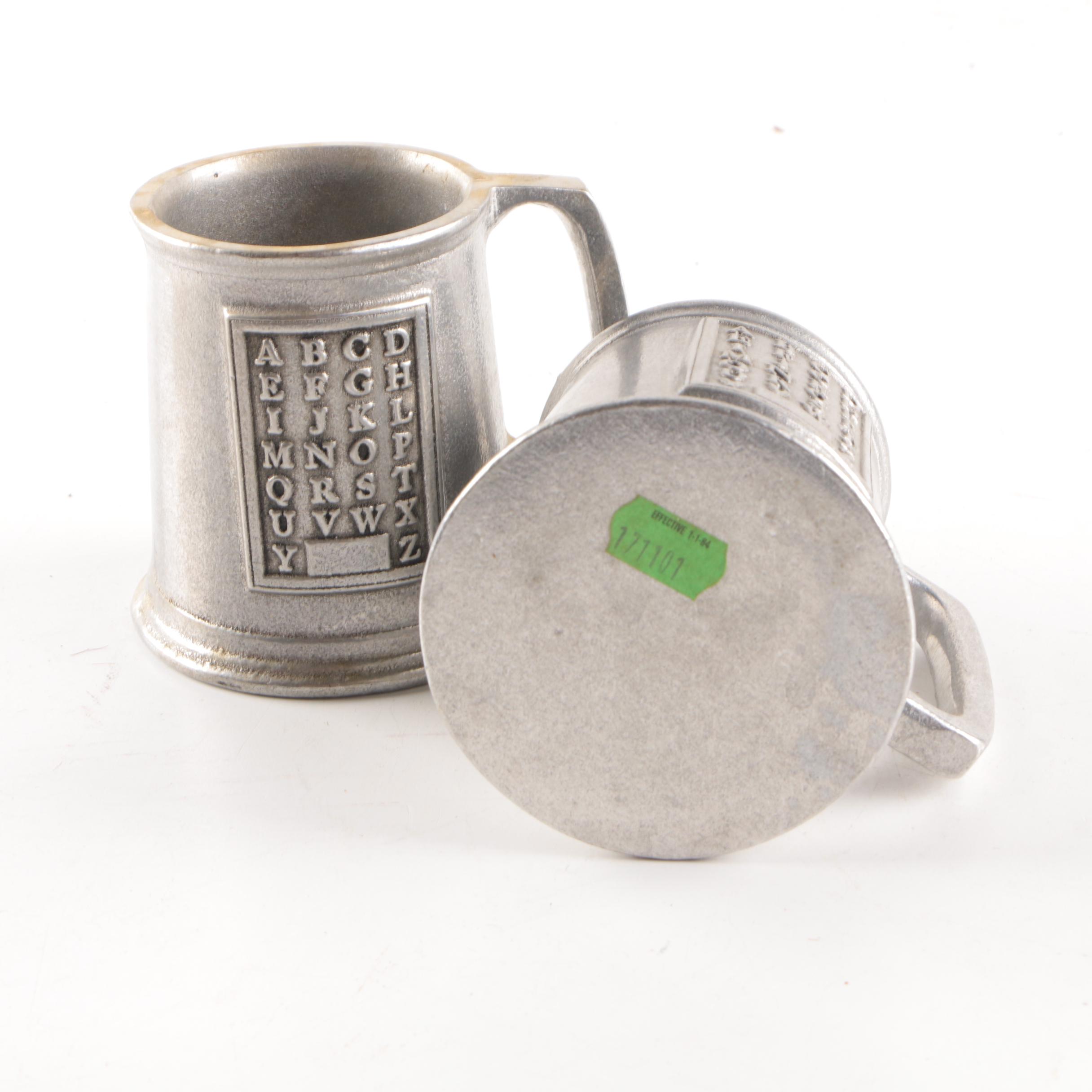 Pair of Wilton Armetale "Alphabet" Mugs