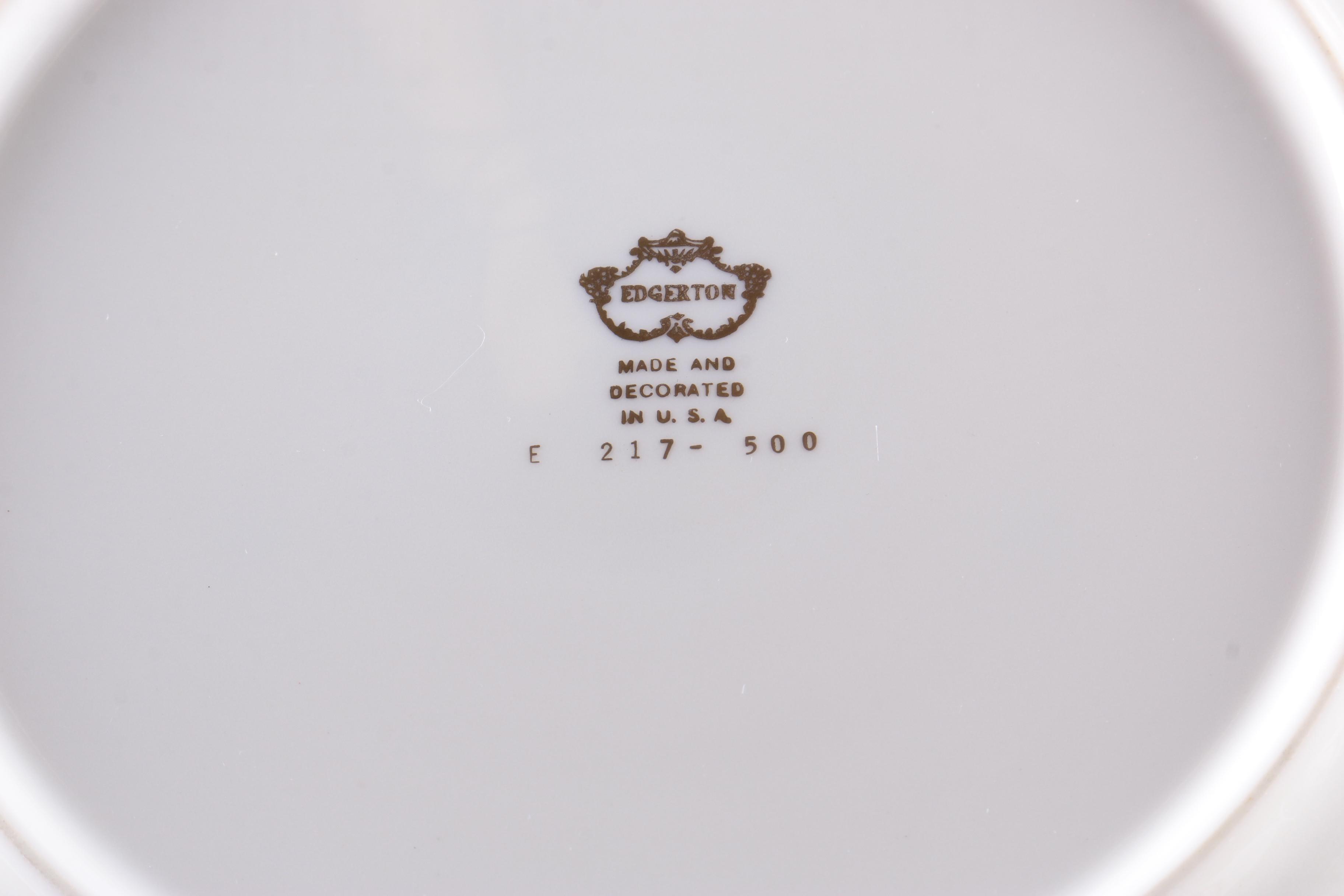 Edgerton China Gold Tone Encrusted Plates with Floral Motifs