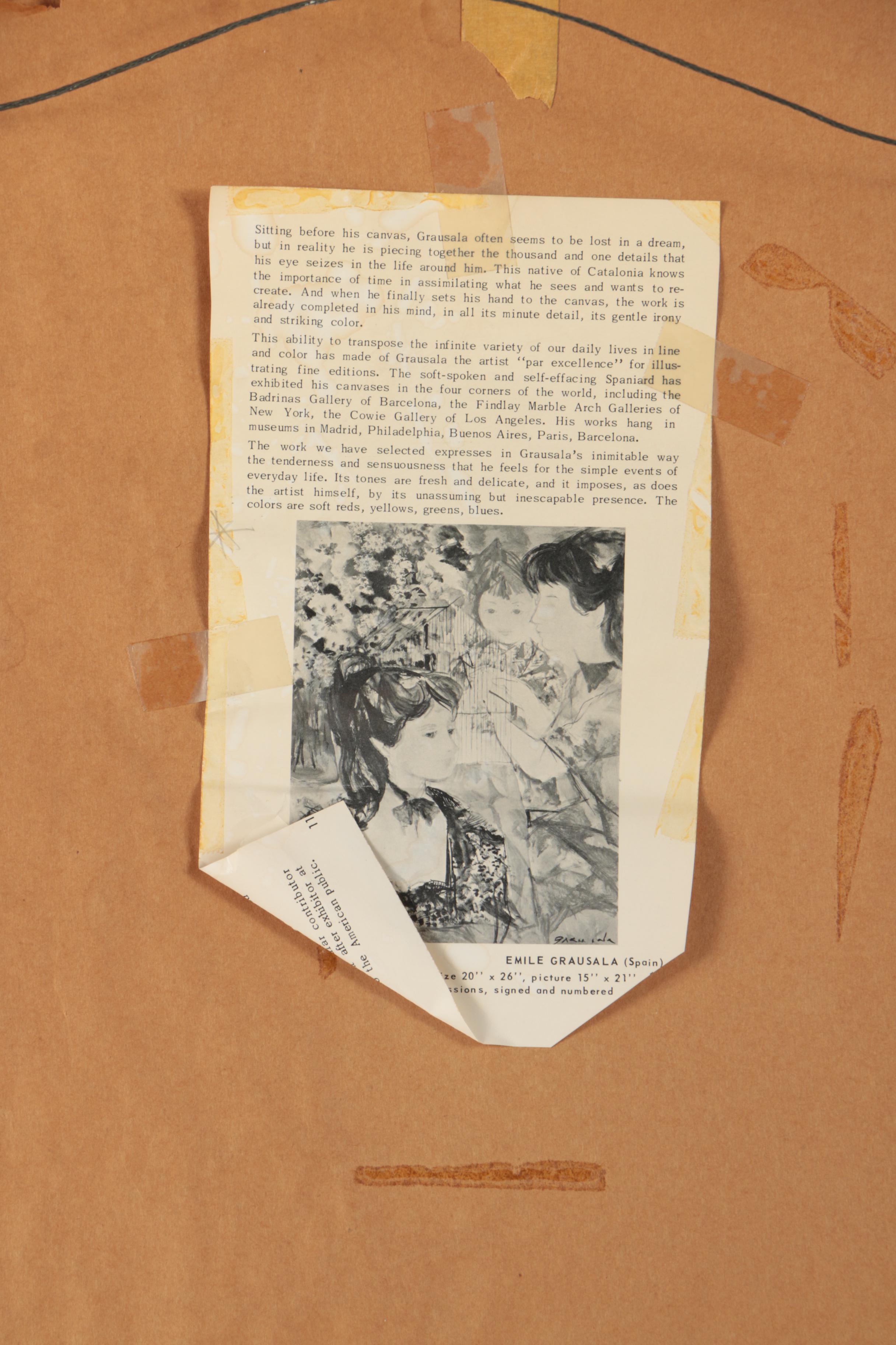 Emile Grausala Limited Edition Lithograph "The Young Girls and the Bird"