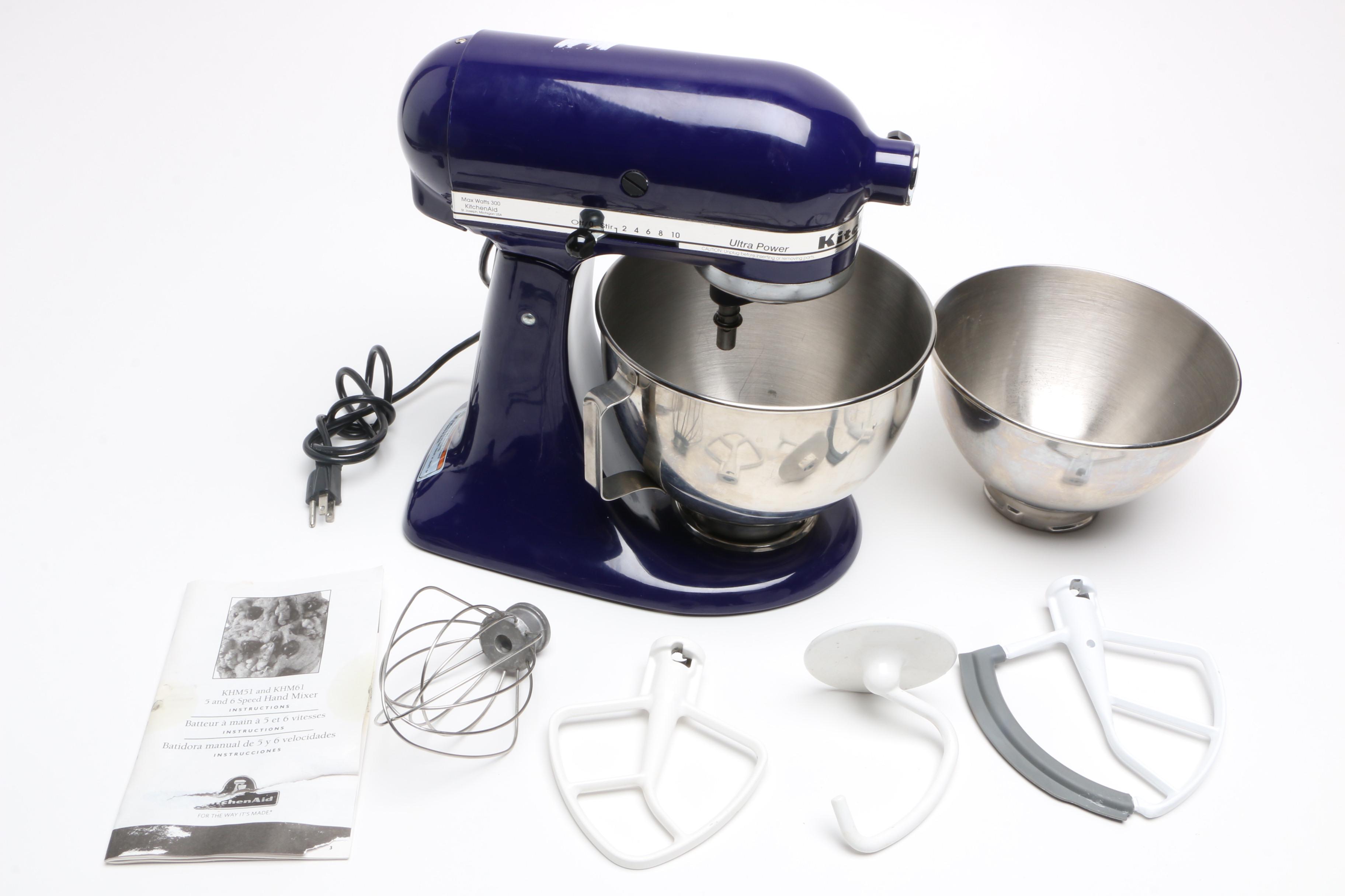 KitchenAid Cobalt Blue Stand Mixer and Accessories