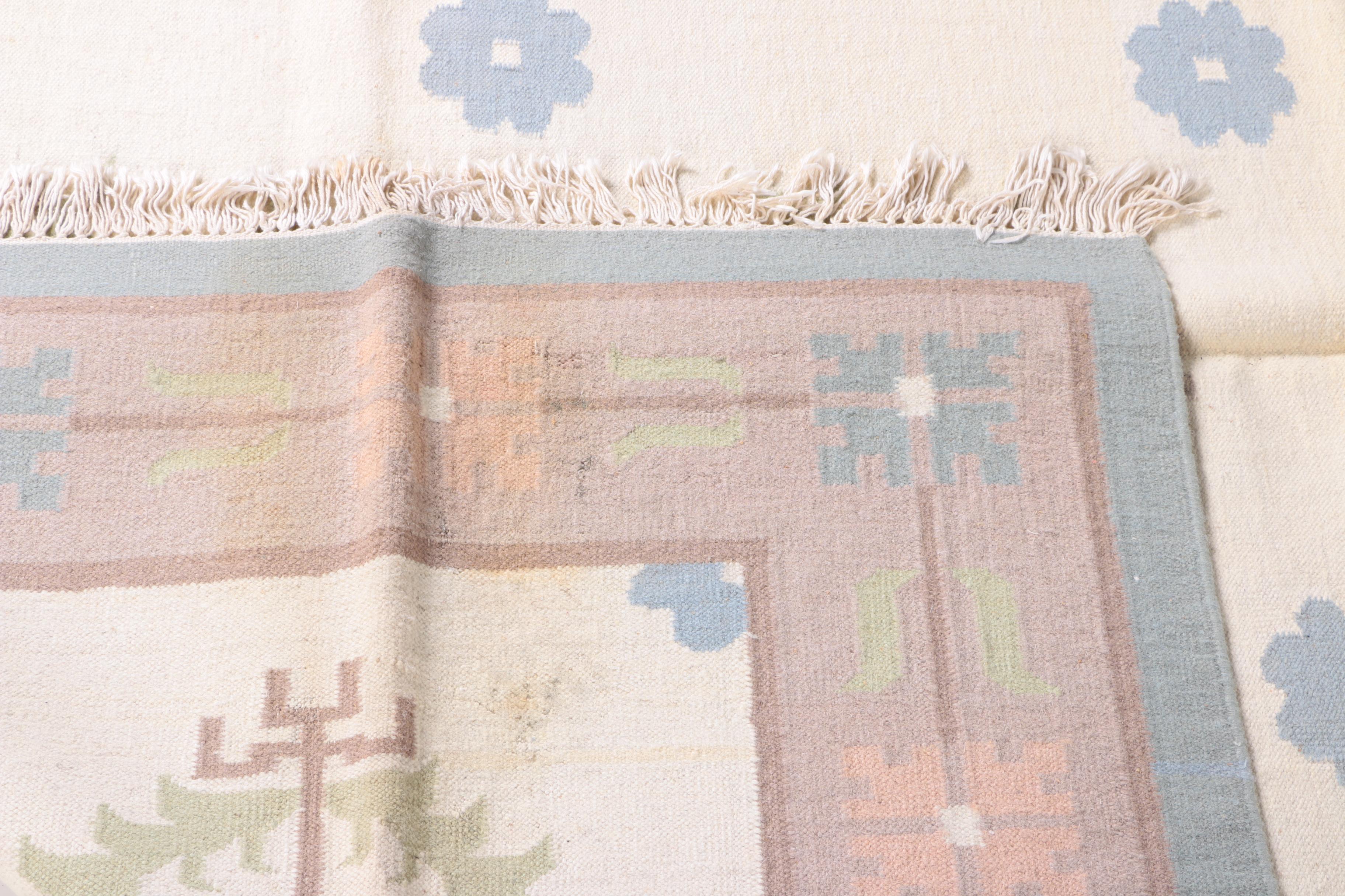 Handwoven Pastel Floral Dhurrie Area Rug