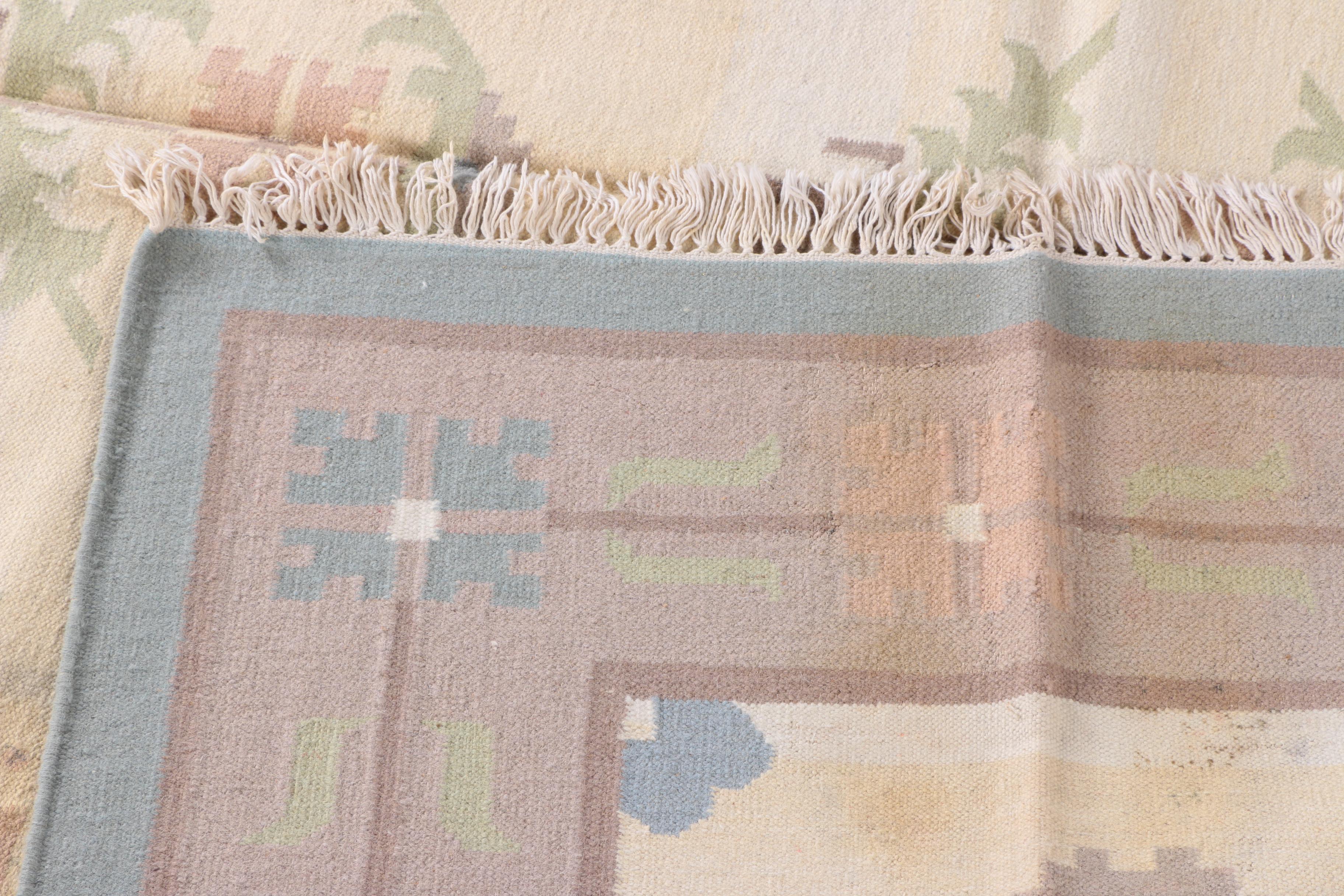 Handwoven Pastel Floral Dhurrie Area Rug