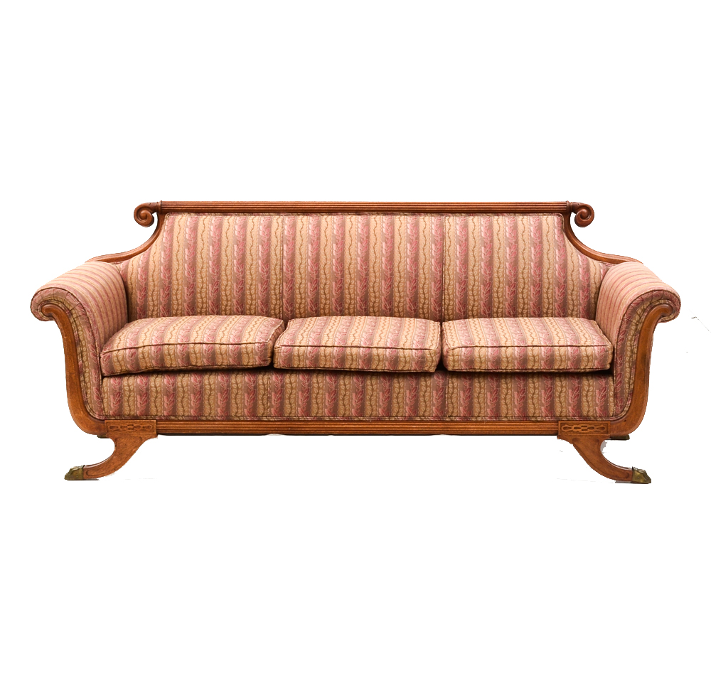 Vintage Duncan Phyfe Style Upholstered Sofa
