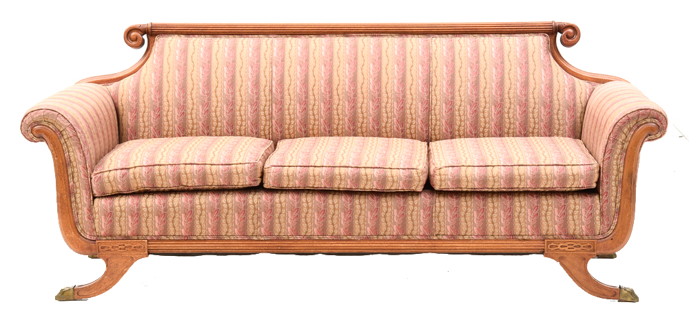 Vintage Duncan Phyfe Style Upholstered Sofa