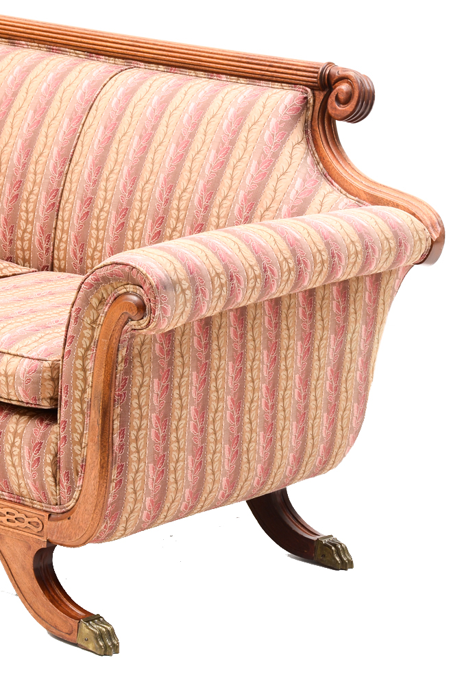 Vintage Duncan Phyfe Style Upholstered Sofa