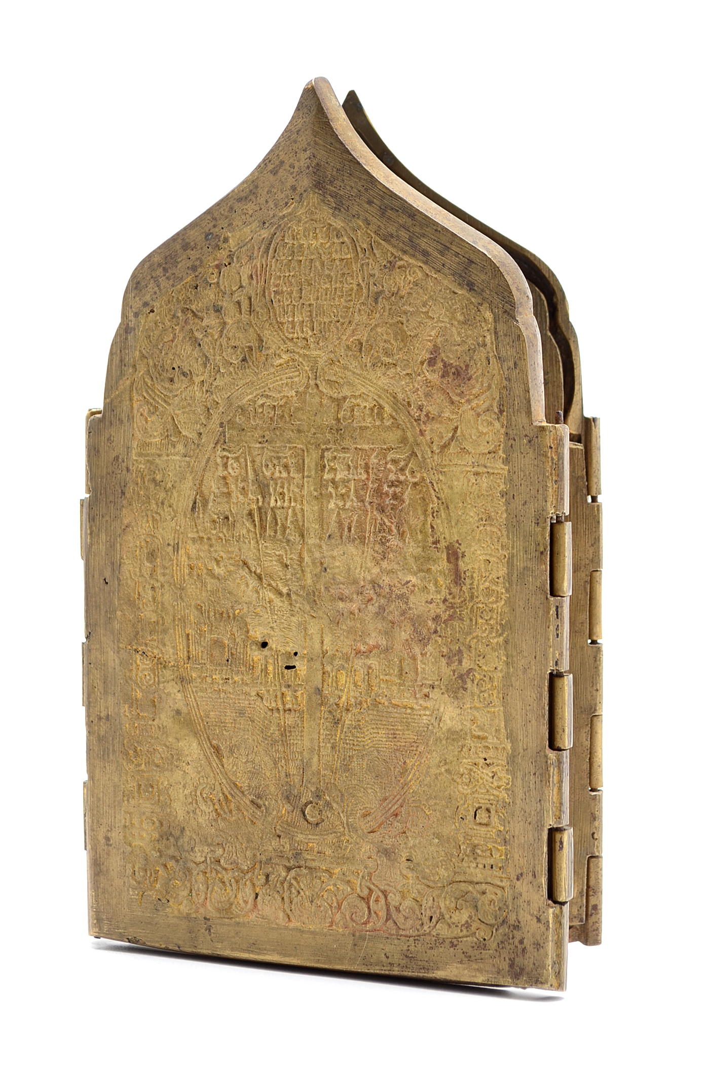 19th Century Russian Four panel Folding Skladen Traveling Icon