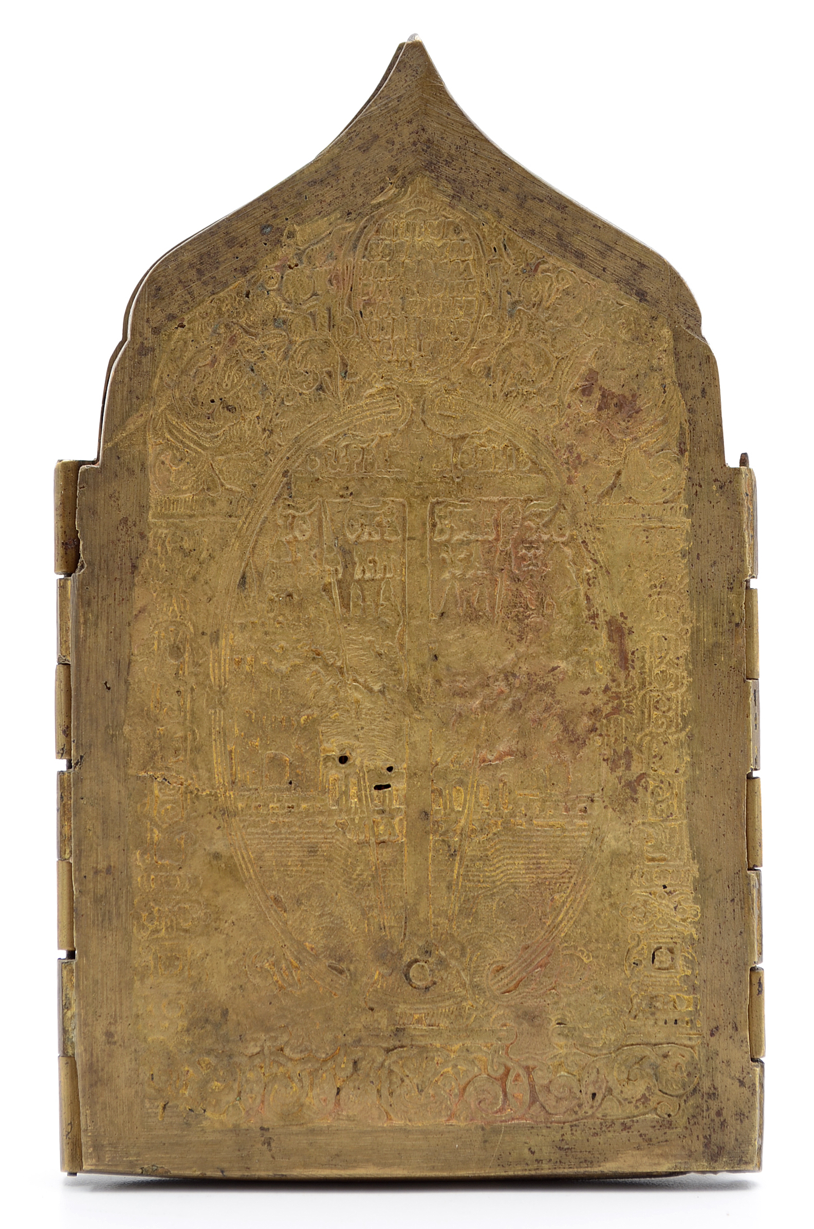 19th Century Russian Four panel Folding Skladen Traveling Icon