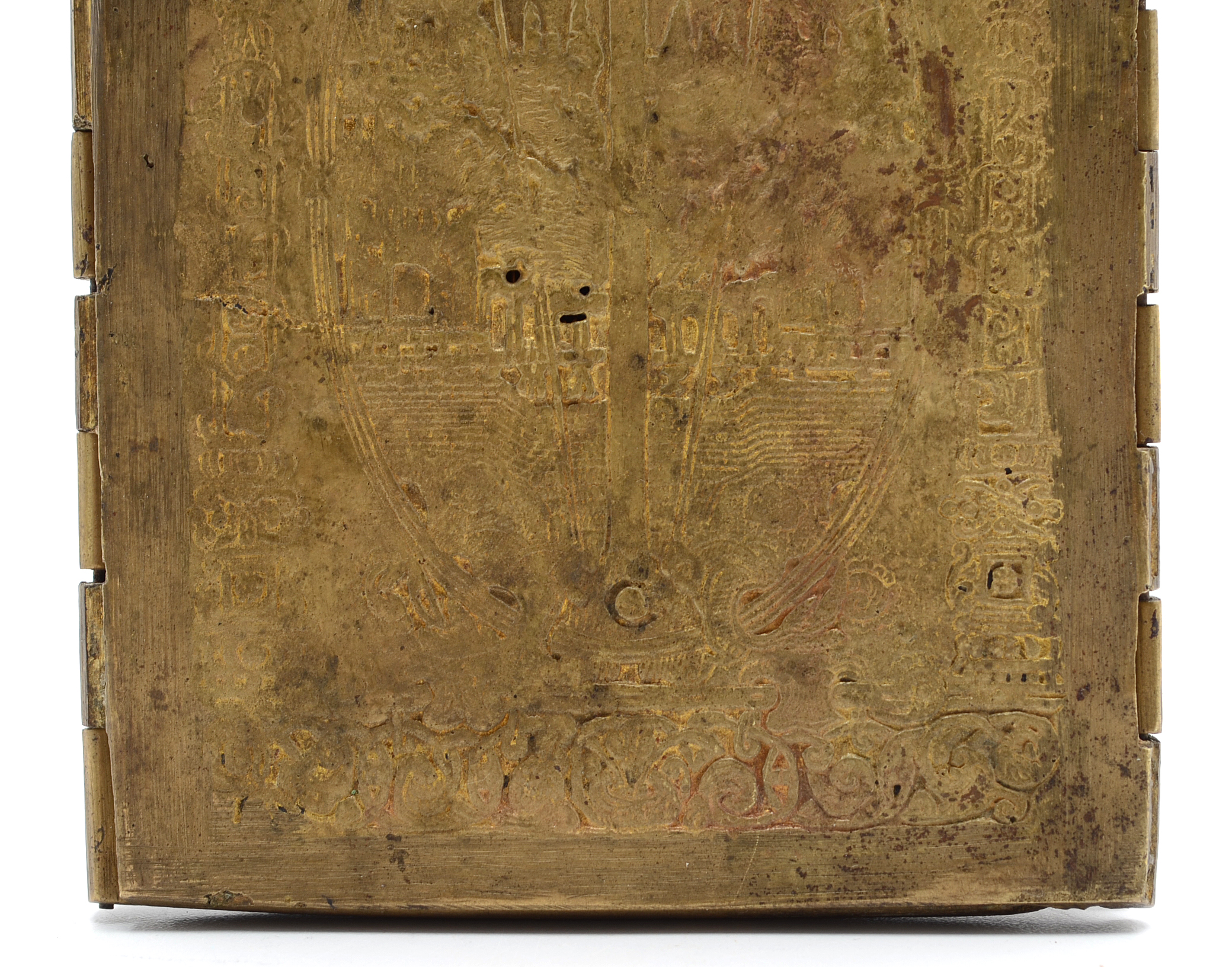 19th Century Russian Four panel Folding Skladen Traveling Icon