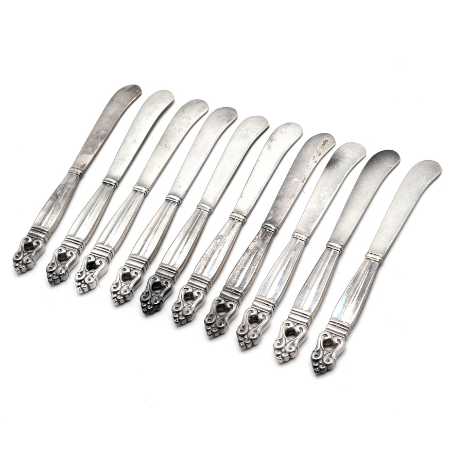 Ten International Silver, "Royal Danish" Sterling Silver Butter Knives