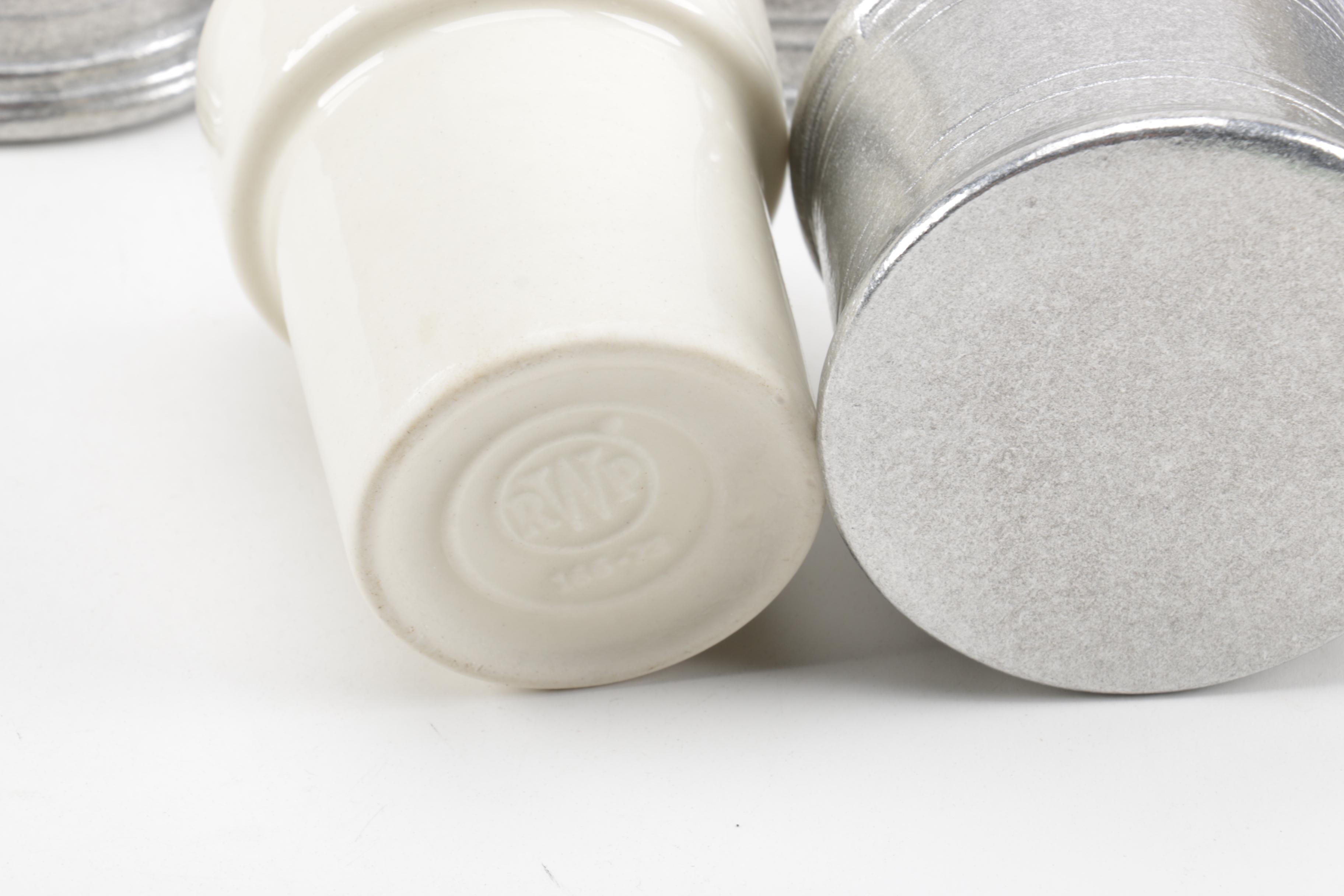 Set of Wilton Armetale "Plough Tavern" Coffee Mugs with Ceramic Liners