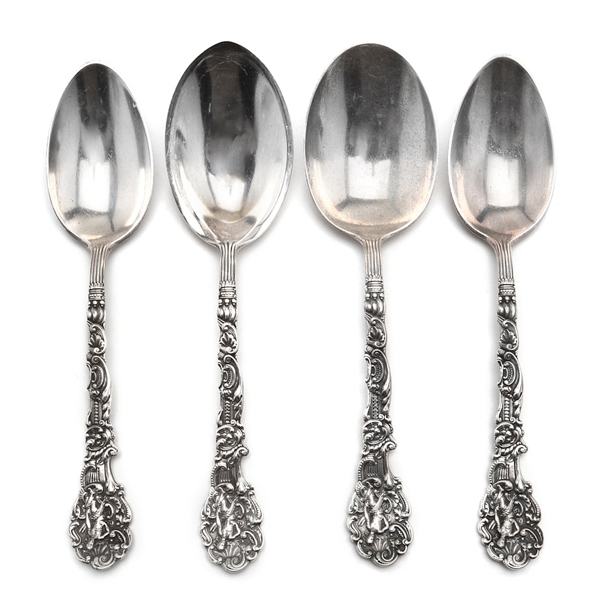 Antique Gorham Sterling Silver Spoons in the Ornate Figural Pattern Versaille