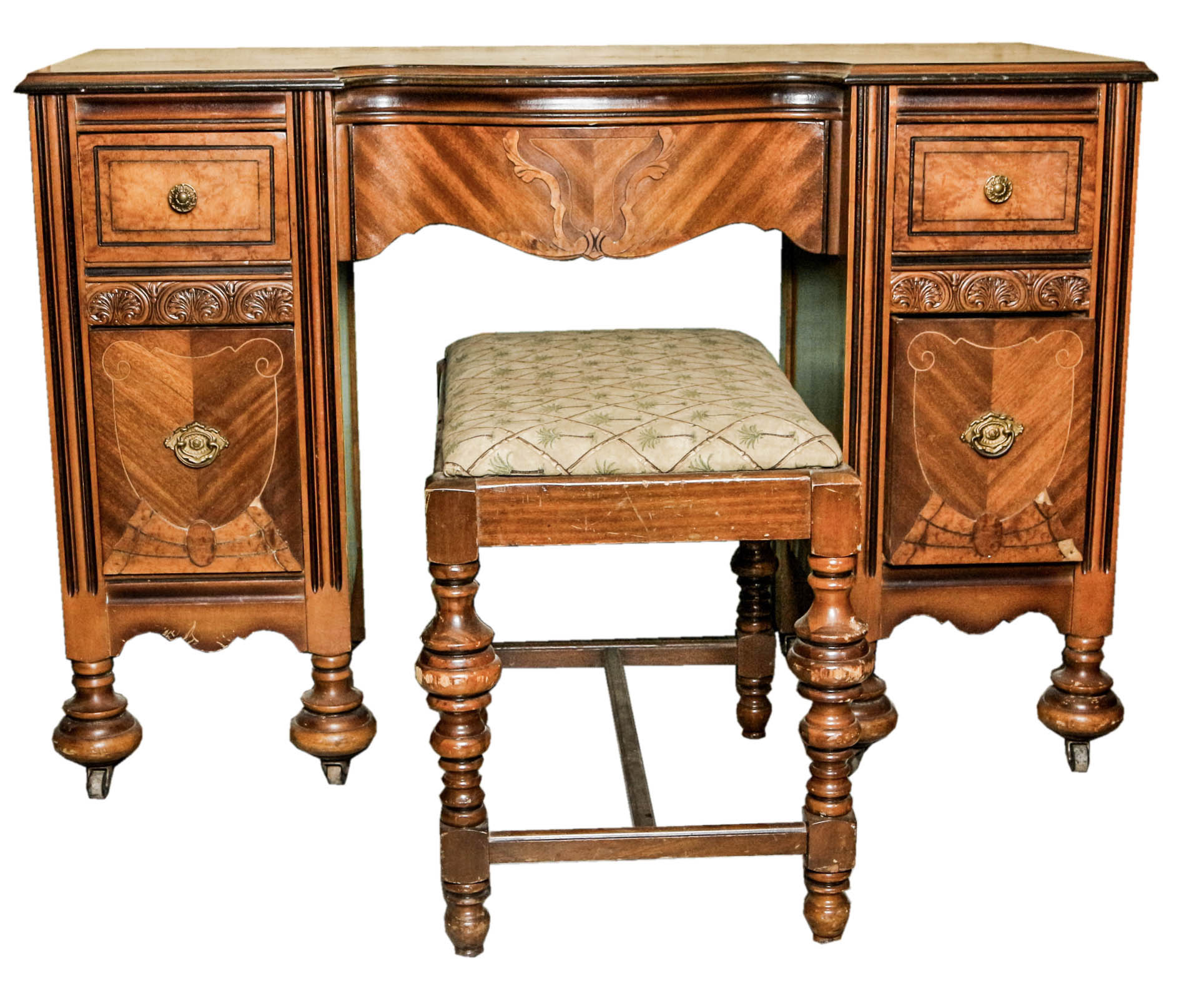 Jacobean Revival Style Vanity with Bench