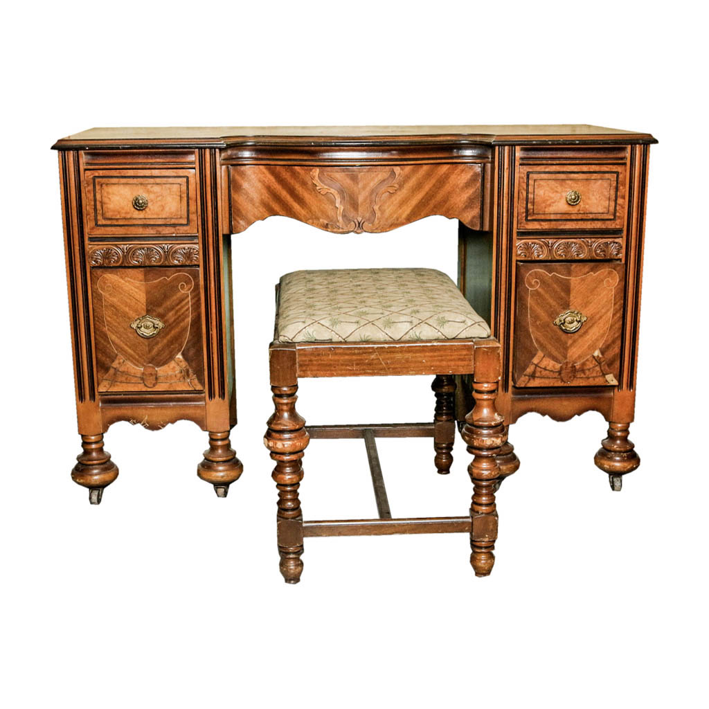 Jacobean Revival Style Vanity with Bench