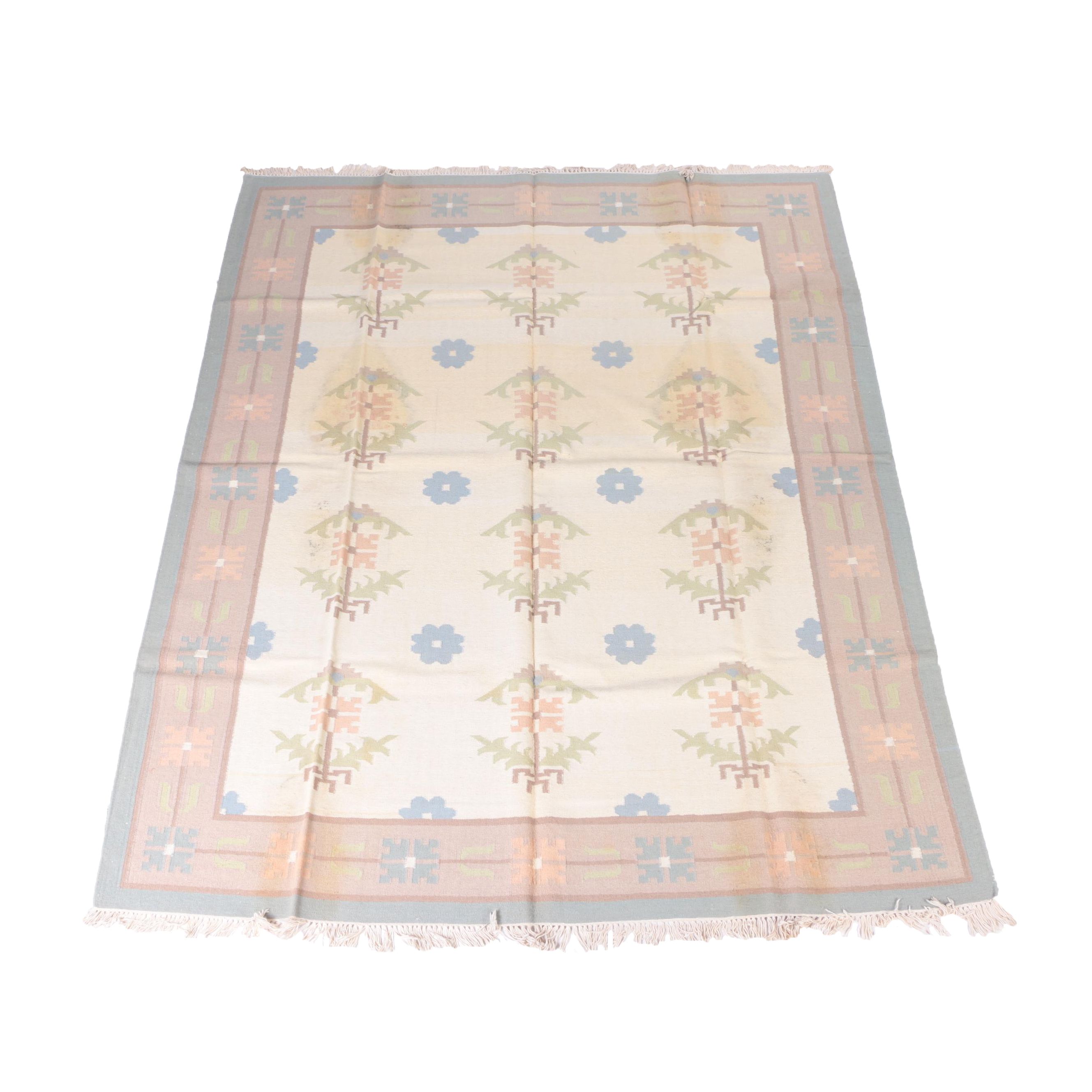 Handwoven Pastel Floral Dhurrie Area Rug