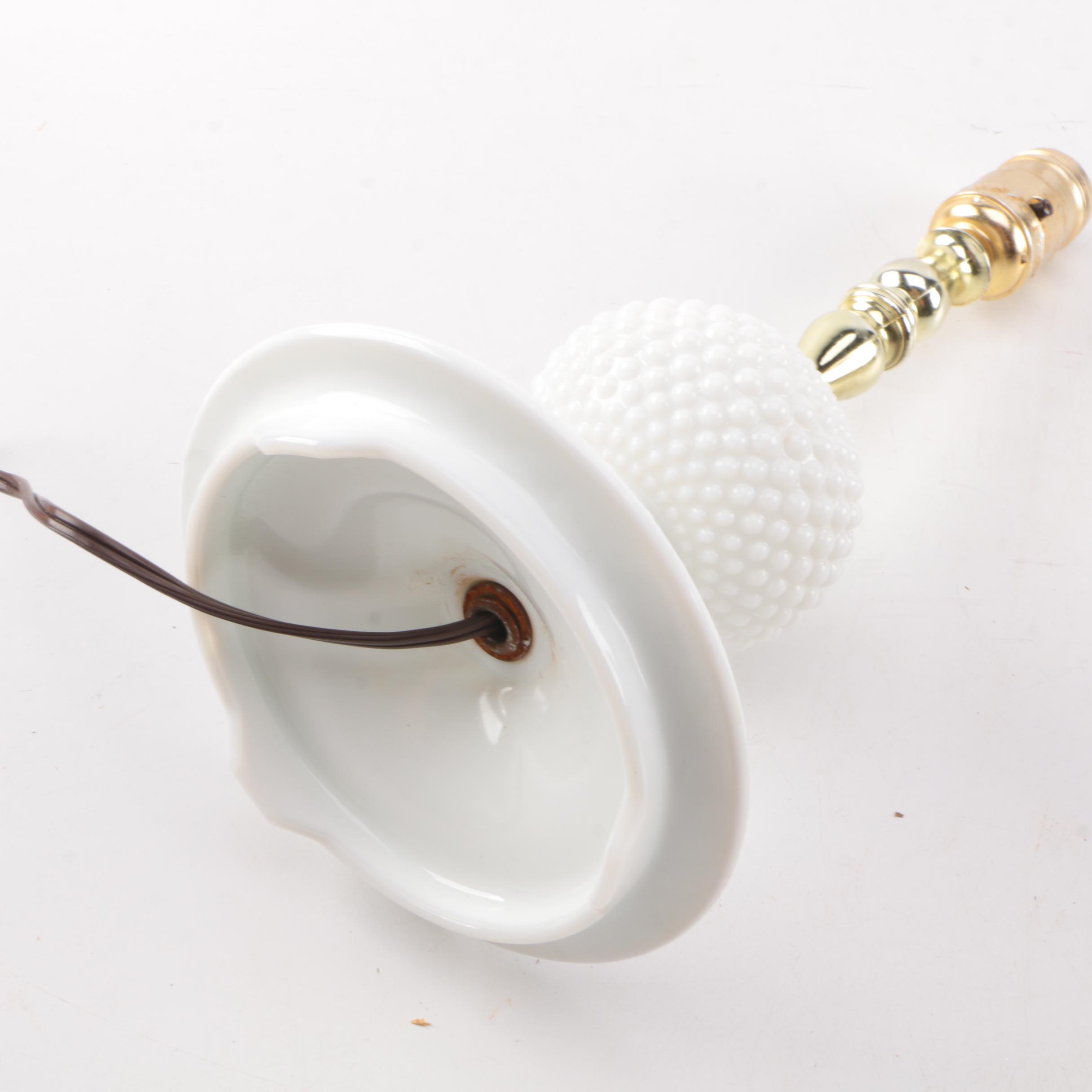 Two Milk Glass Hobnail Lamps