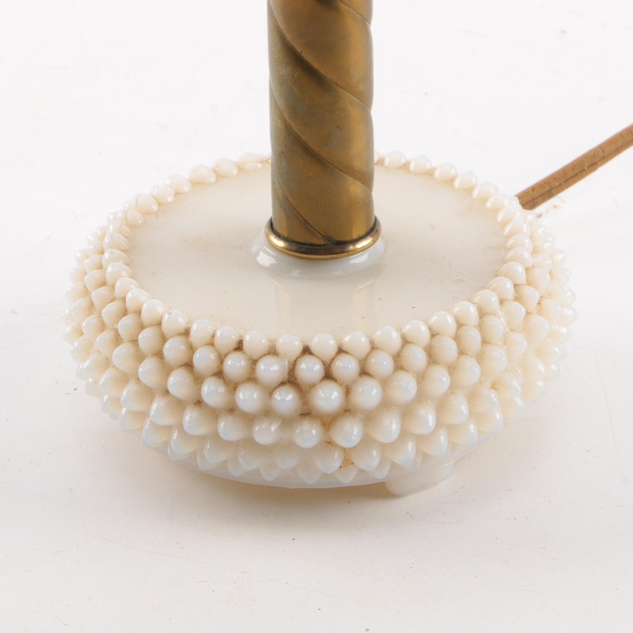 Two Milk Glass Hobnail Lamps