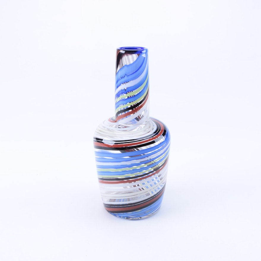 Colorful Hand Blown Art Glass Vase
