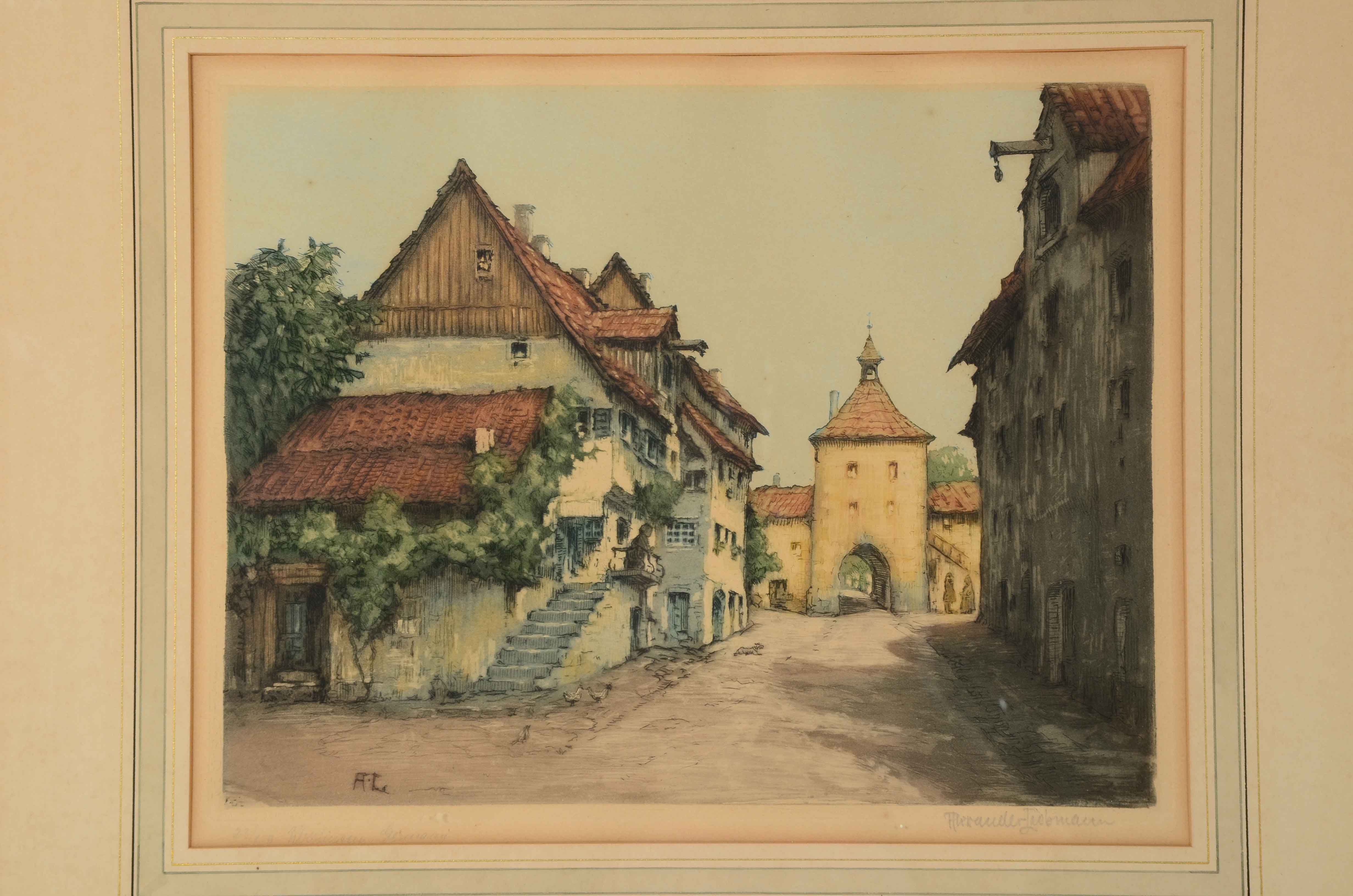 Alexander Liebmann Limited Edition Aquatint Etching of German Town