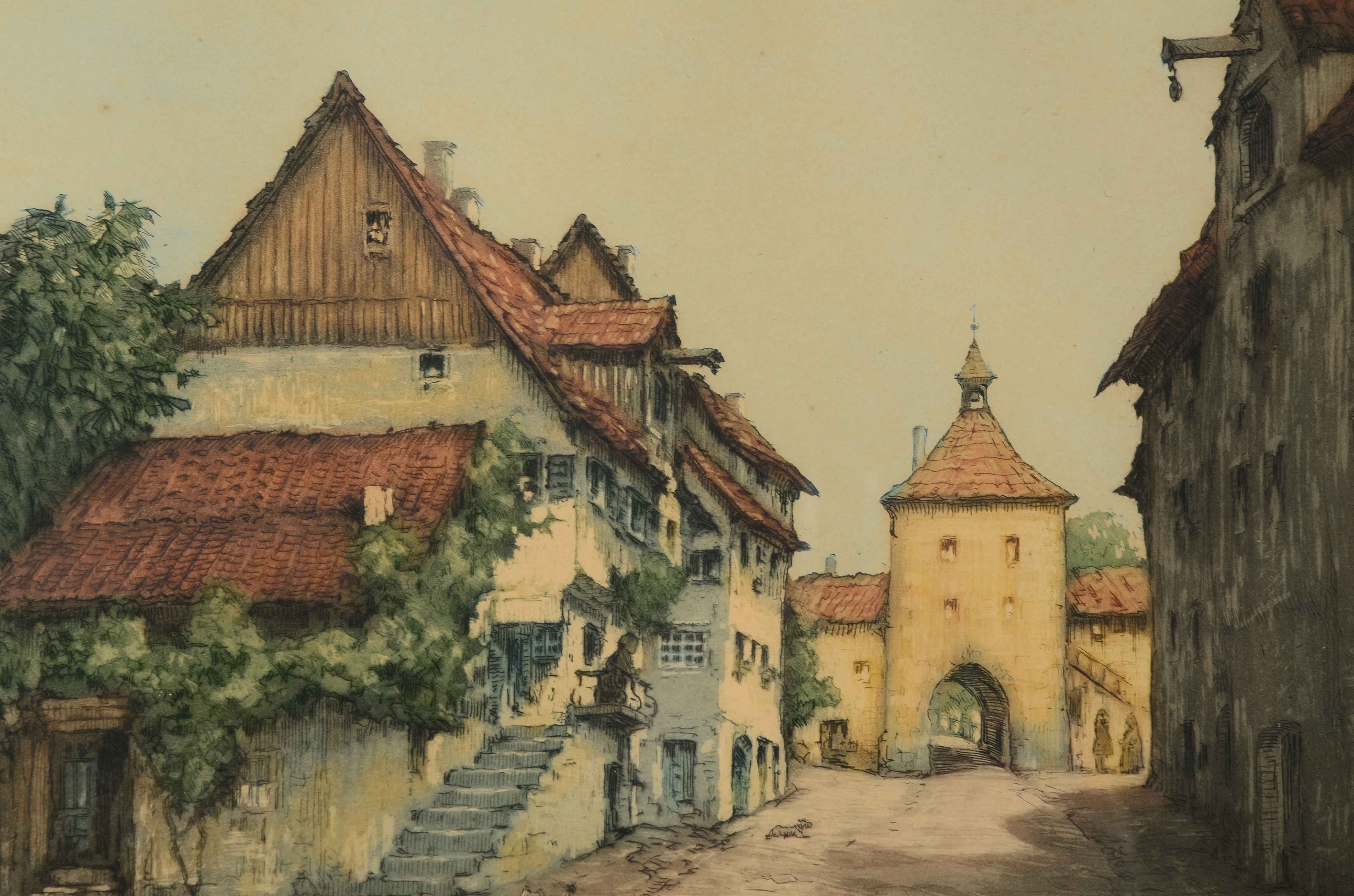 Alexander Liebmann Limited Edition Aquatint Etching of German Town