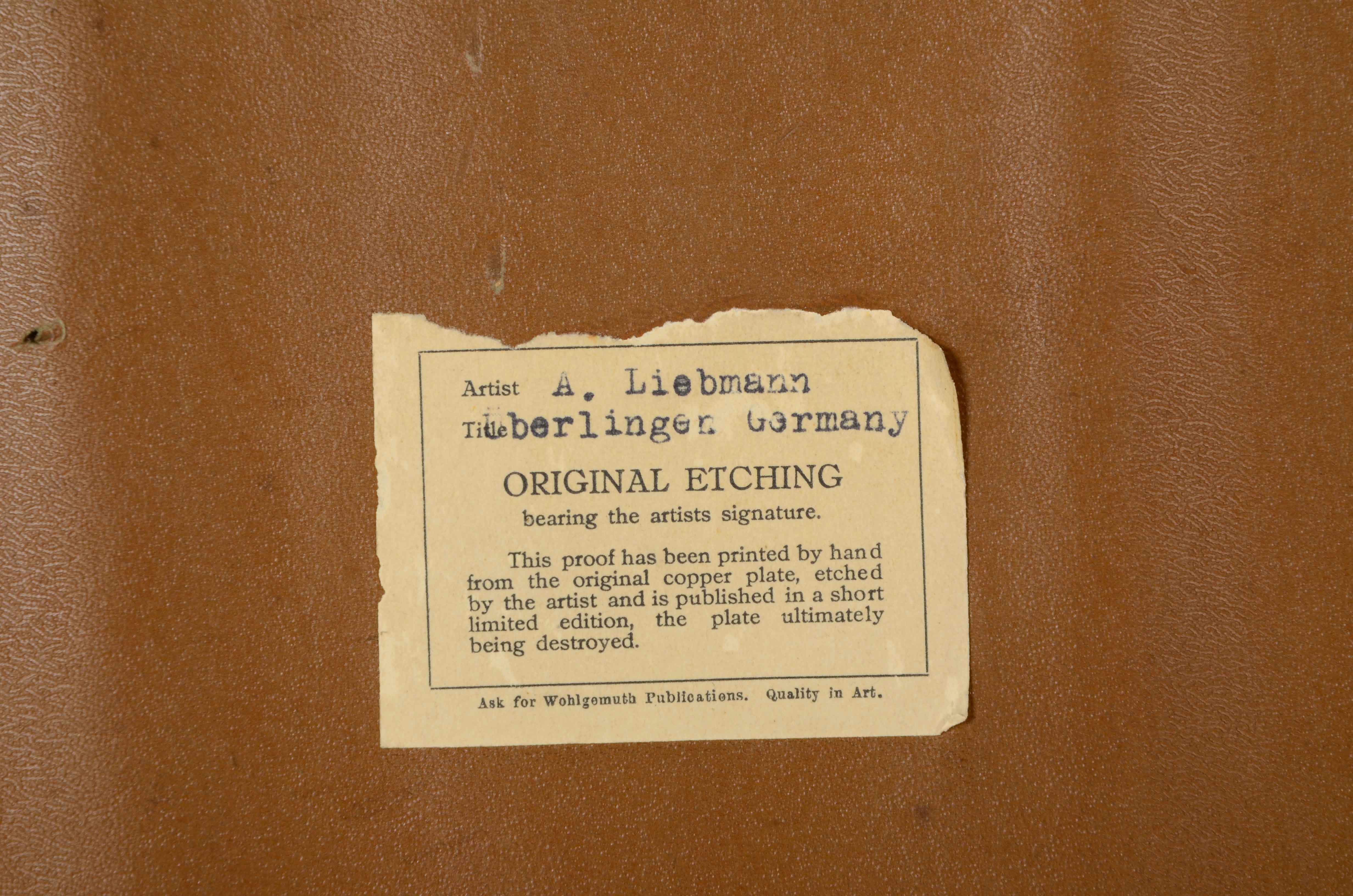 Alexander Liebmann Limited Edition Aquatint Etching of German Town