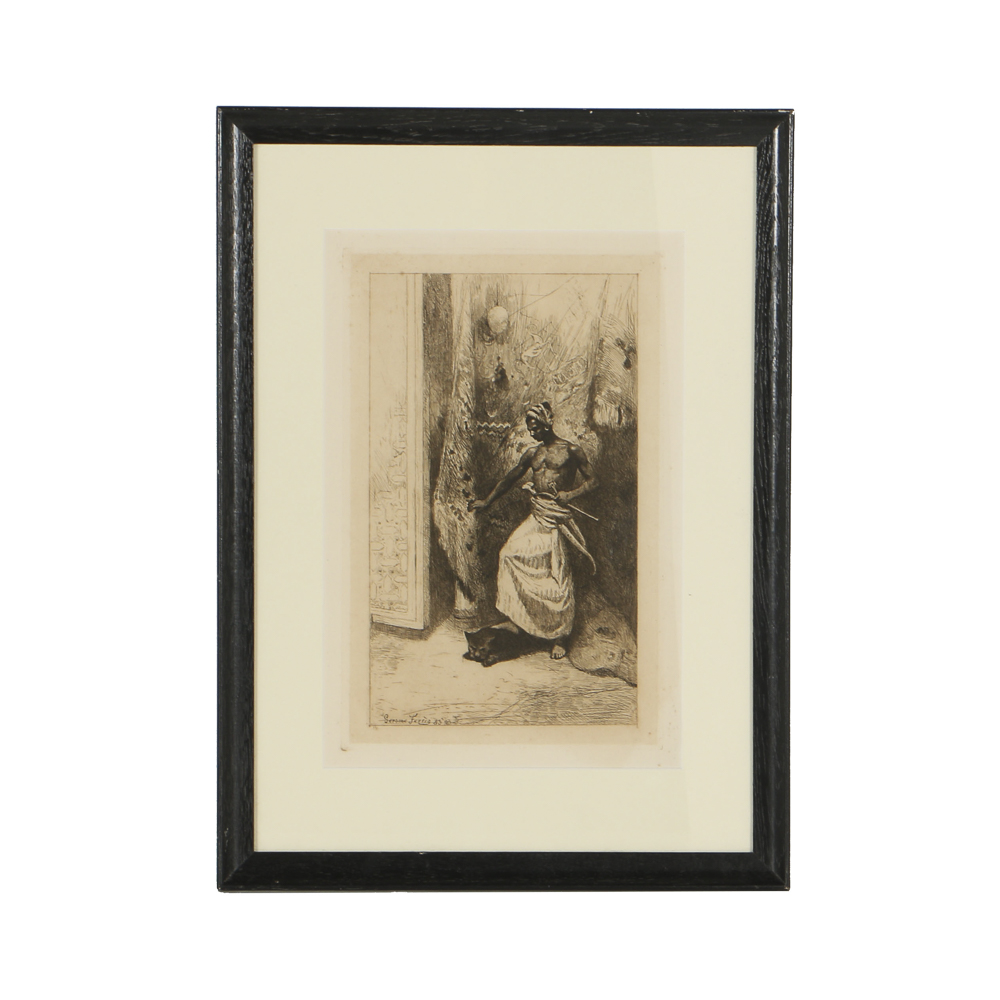 Jean Leon Gerome Ferris Etching on Paper "Guard of the Harem"
