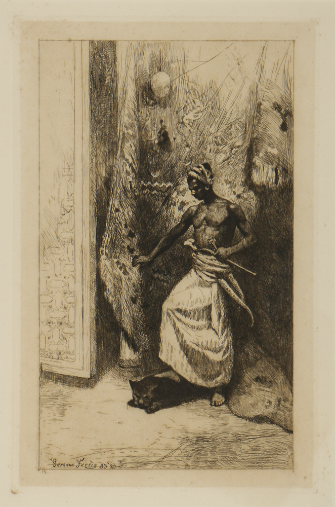 Jean Leon Gerome Ferris Etching on Paper "Guard of the Harem"