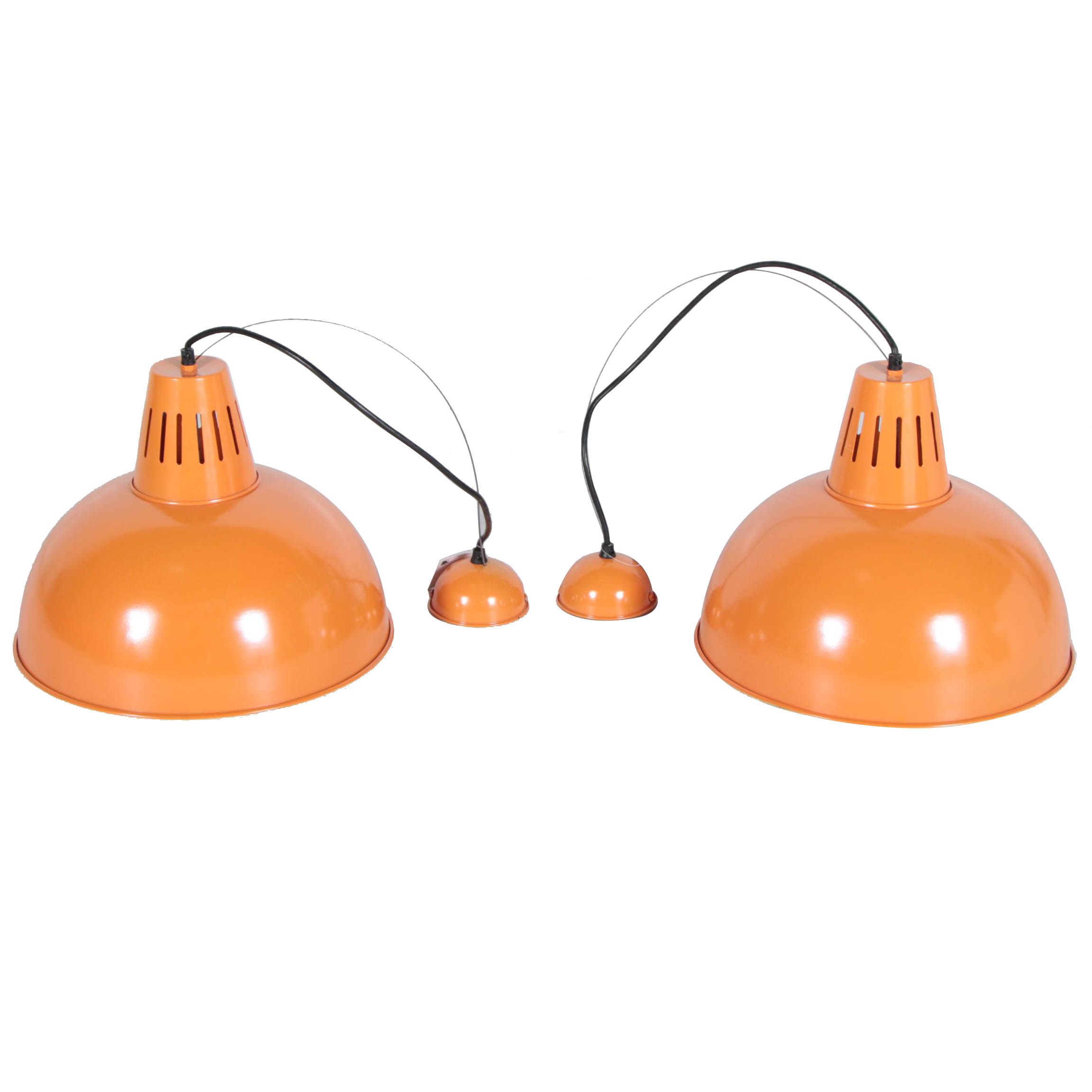 Pair of Orange Pendant Lights by Blue Ocean Traders