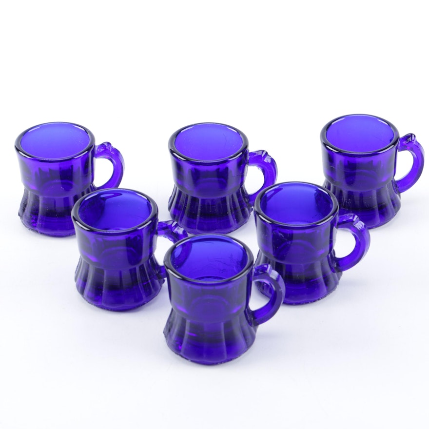 Set of Cobalt Blue Glass Diminutive Mugs