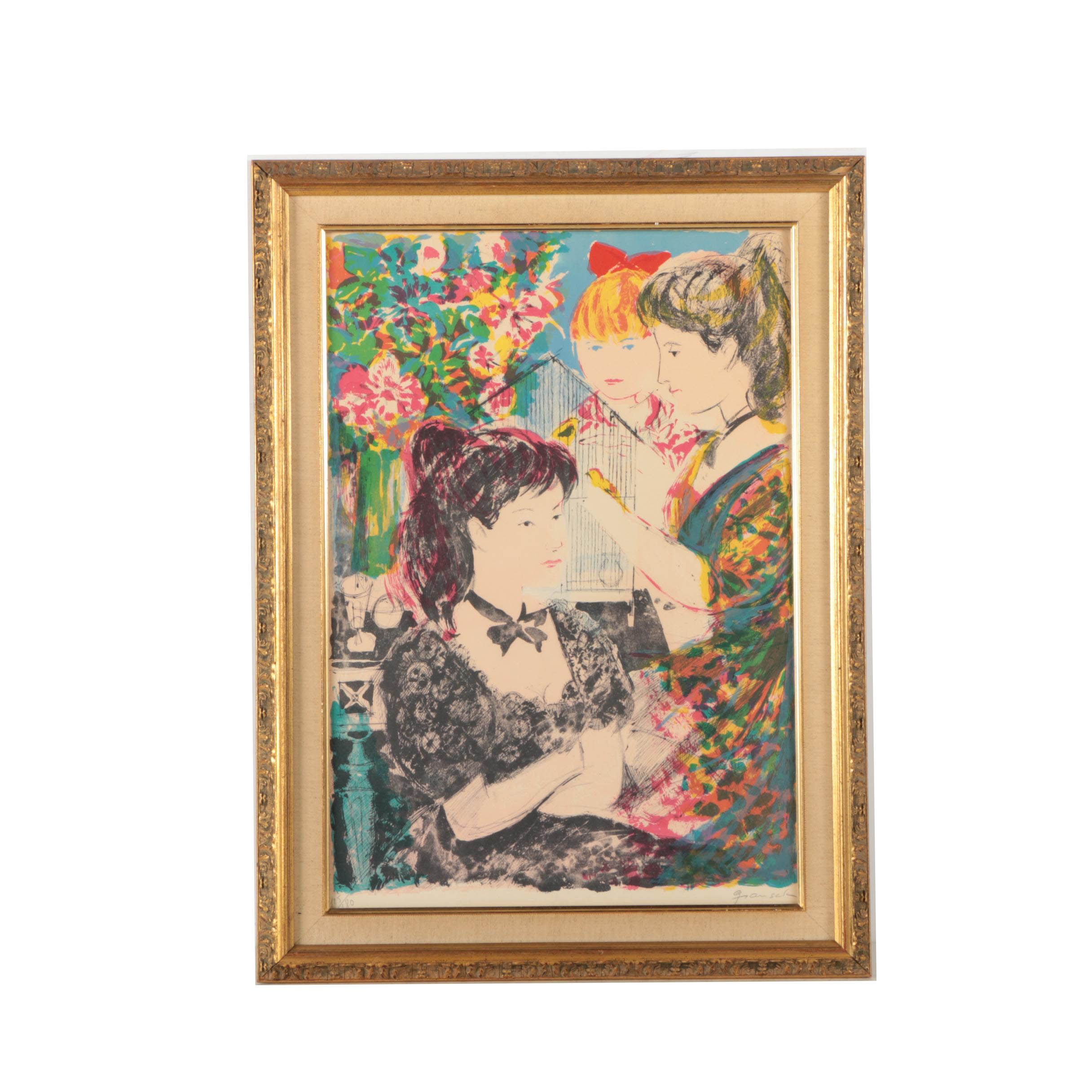 Emile Grausala Limited Edition Lithograph "The Young Girls and the Bird"