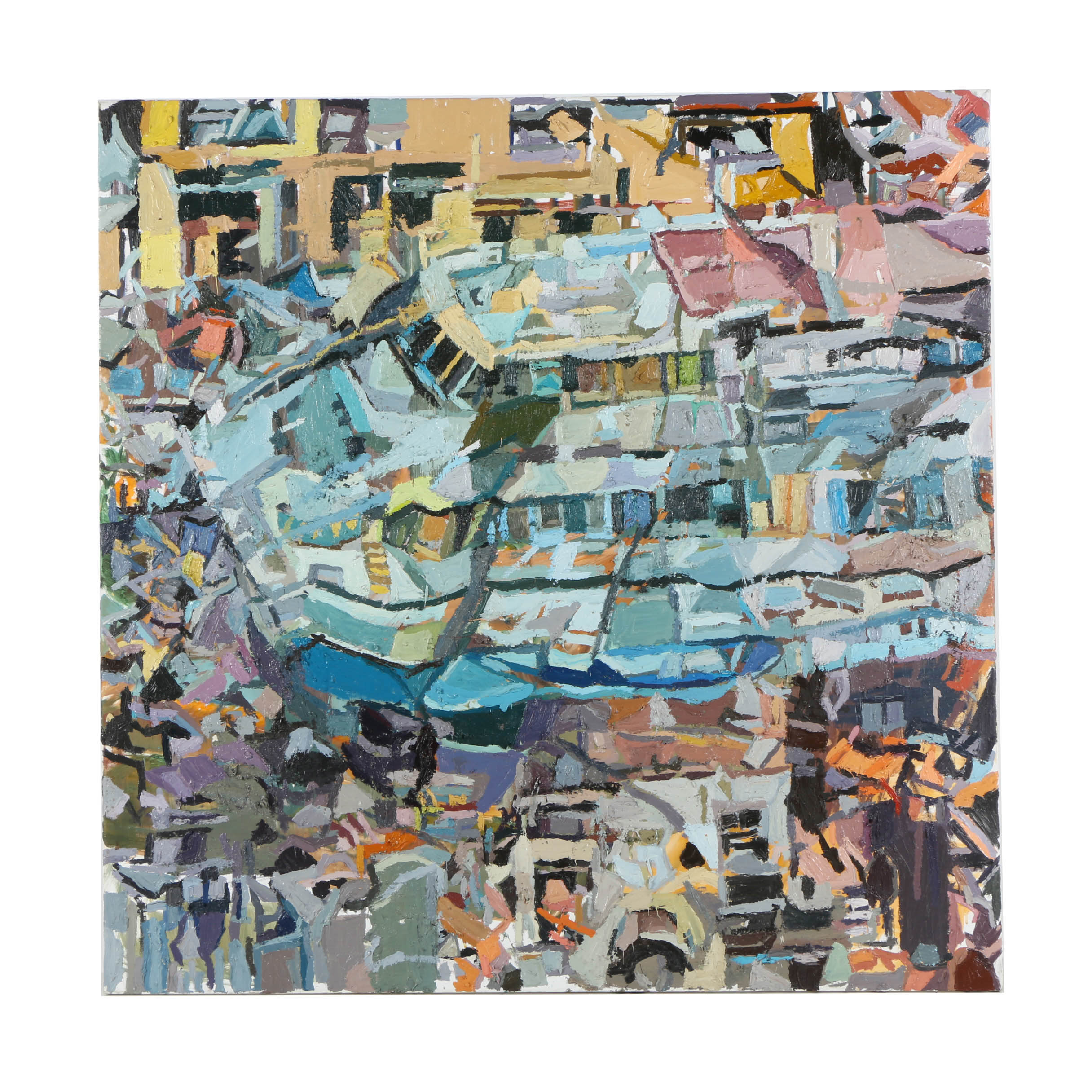 Clintel Steed Oil Painting on Canvas "747 Flying Space Shuttle Over Harlem"