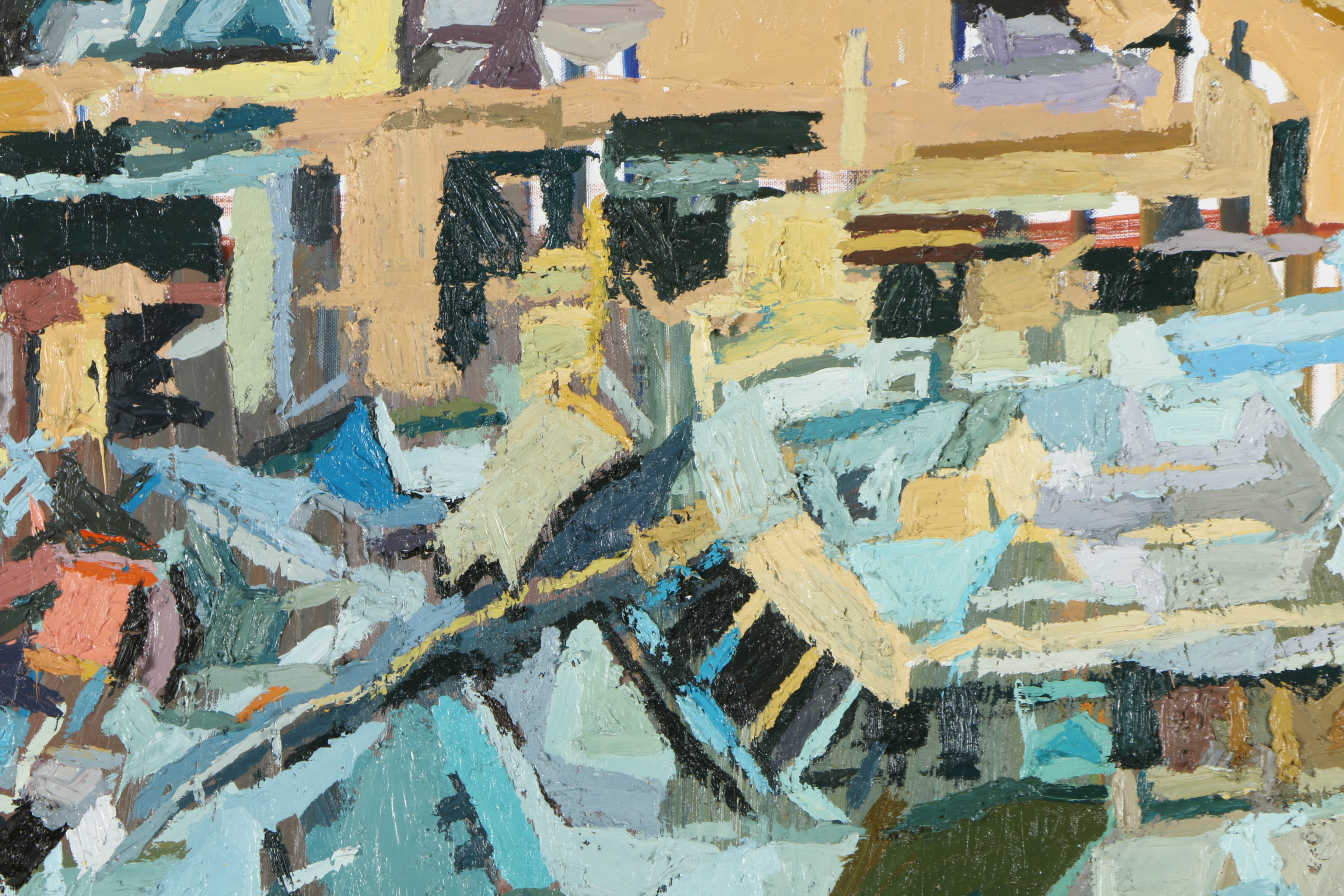 Clintel Steed Oil Painting on Canvas "747 Flying Space Shuttle Over Harlem"