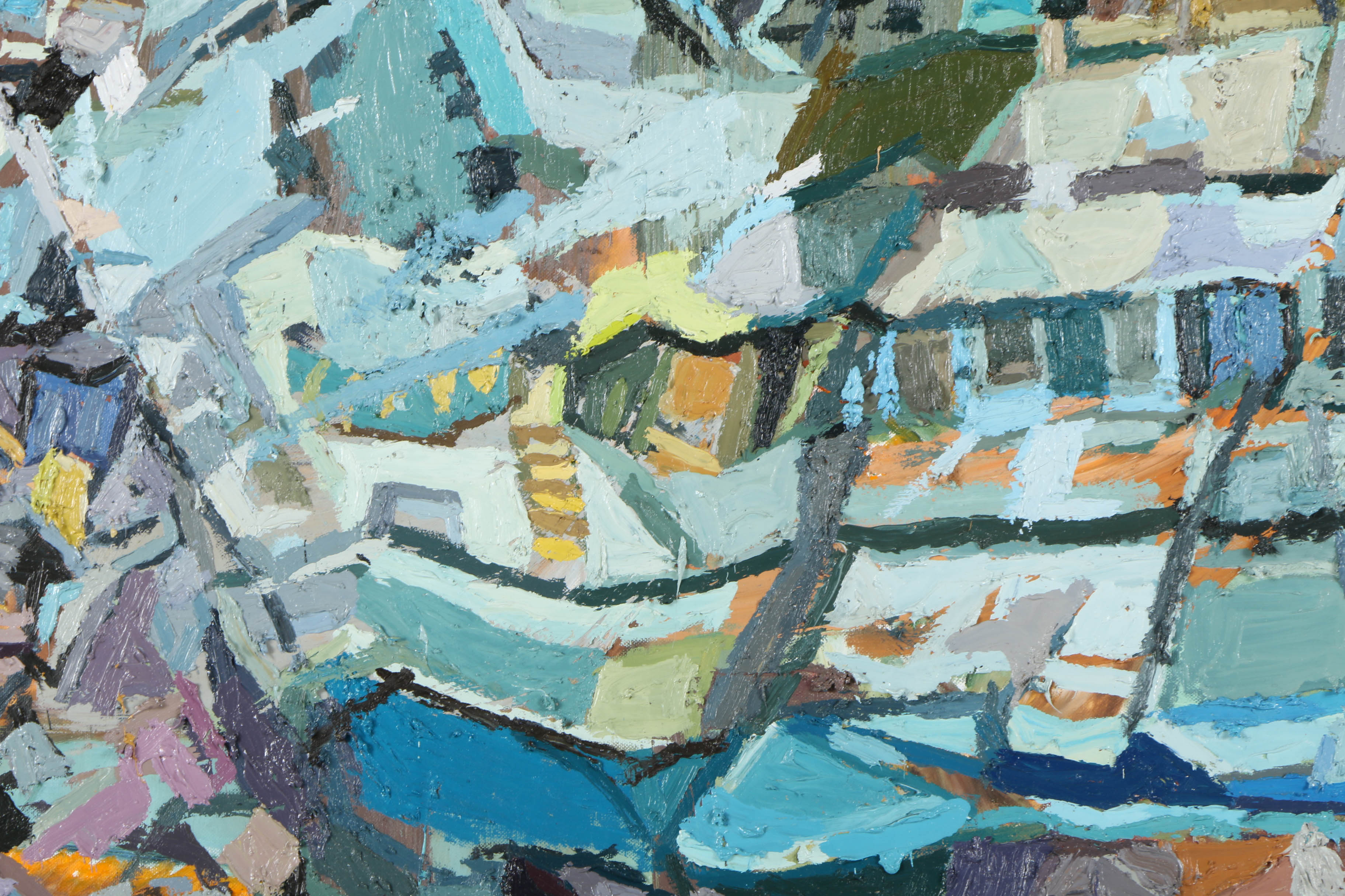 Clintel Steed Oil Painting on Canvas "747 Flying Space Shuttle Over Harlem"