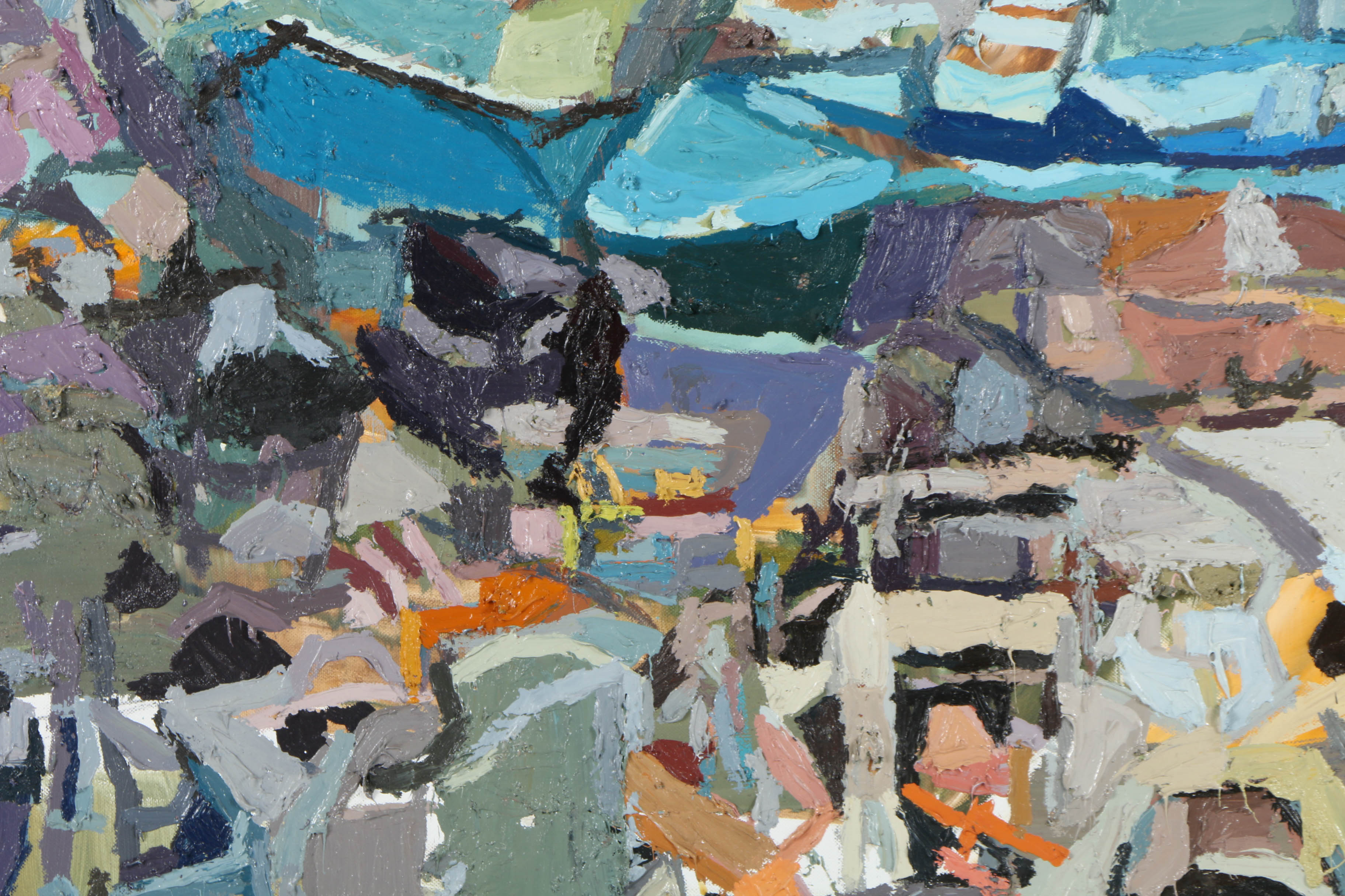 Clintel Steed Oil Painting on Canvas "747 Flying Space Shuttle Over Harlem"