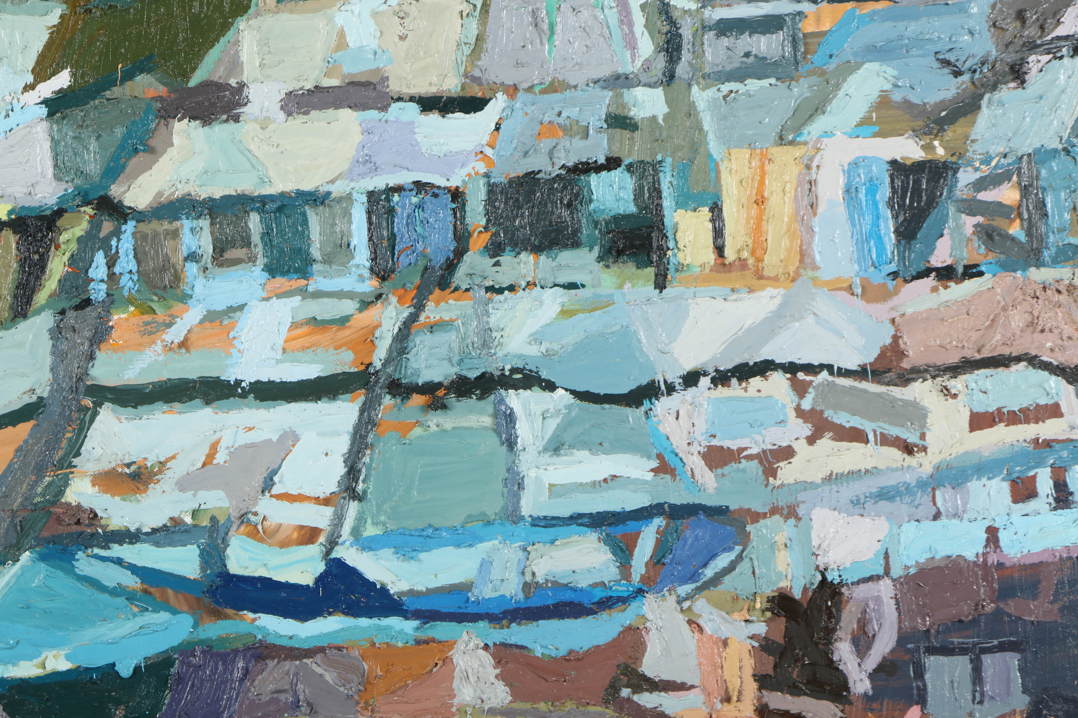 Clintel Steed Oil Painting on Canvas "747 Flying Space Shuttle Over Harlem"