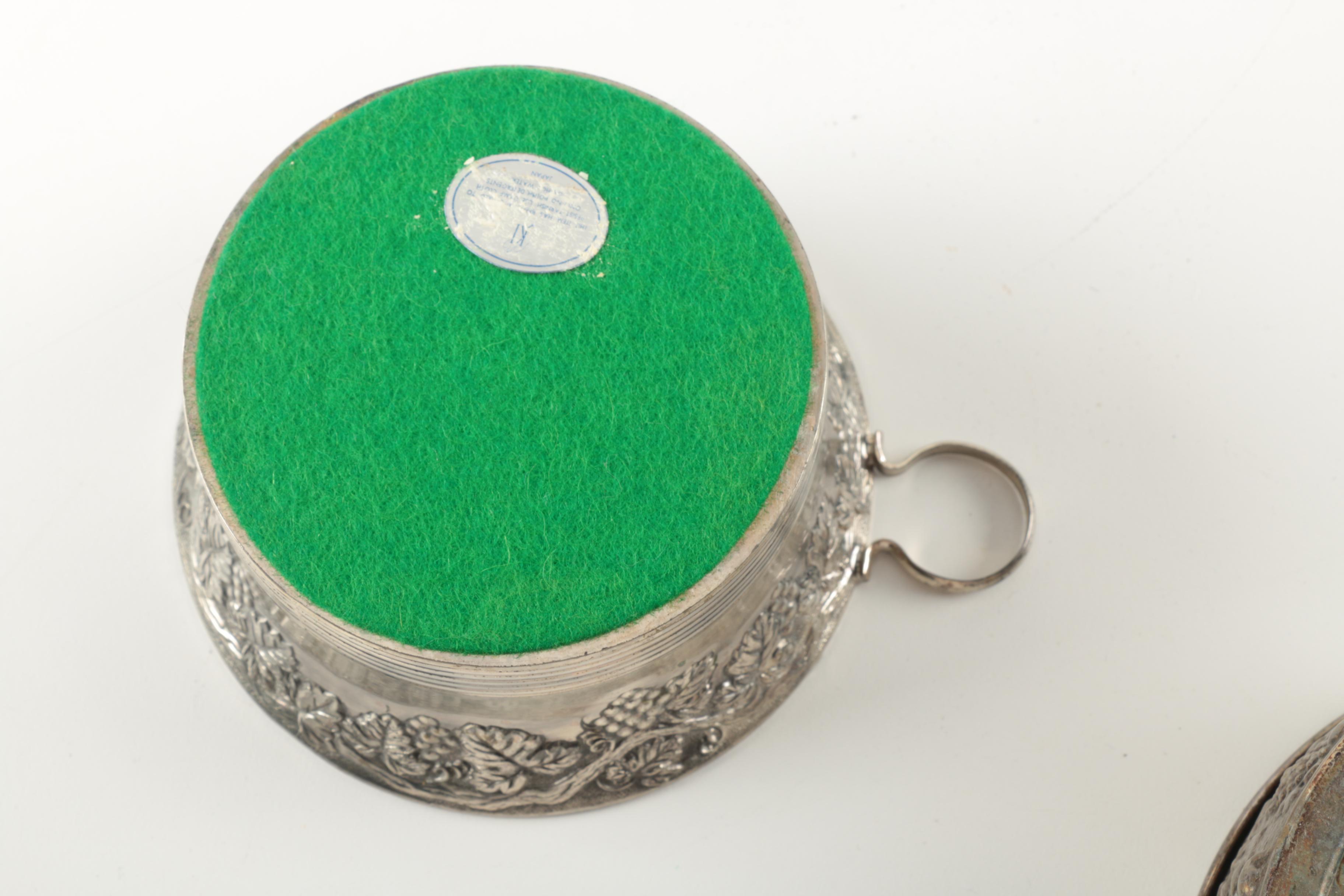 Vintage Silver Plate Wine Bottle Coasters Including El De Uberti