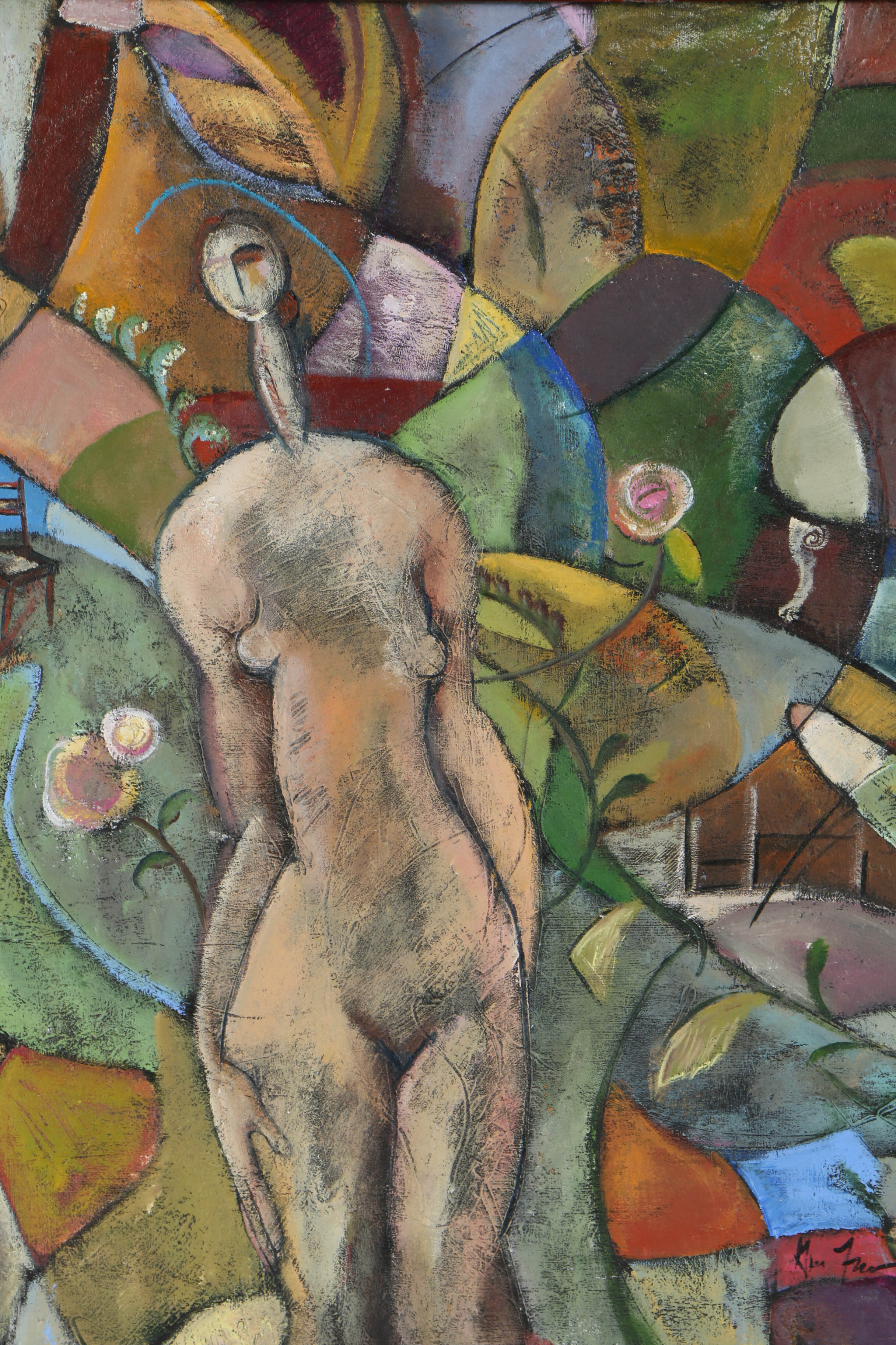 Gwen Freeman Acrylic Painting on Canvas "Woman in the Garden"