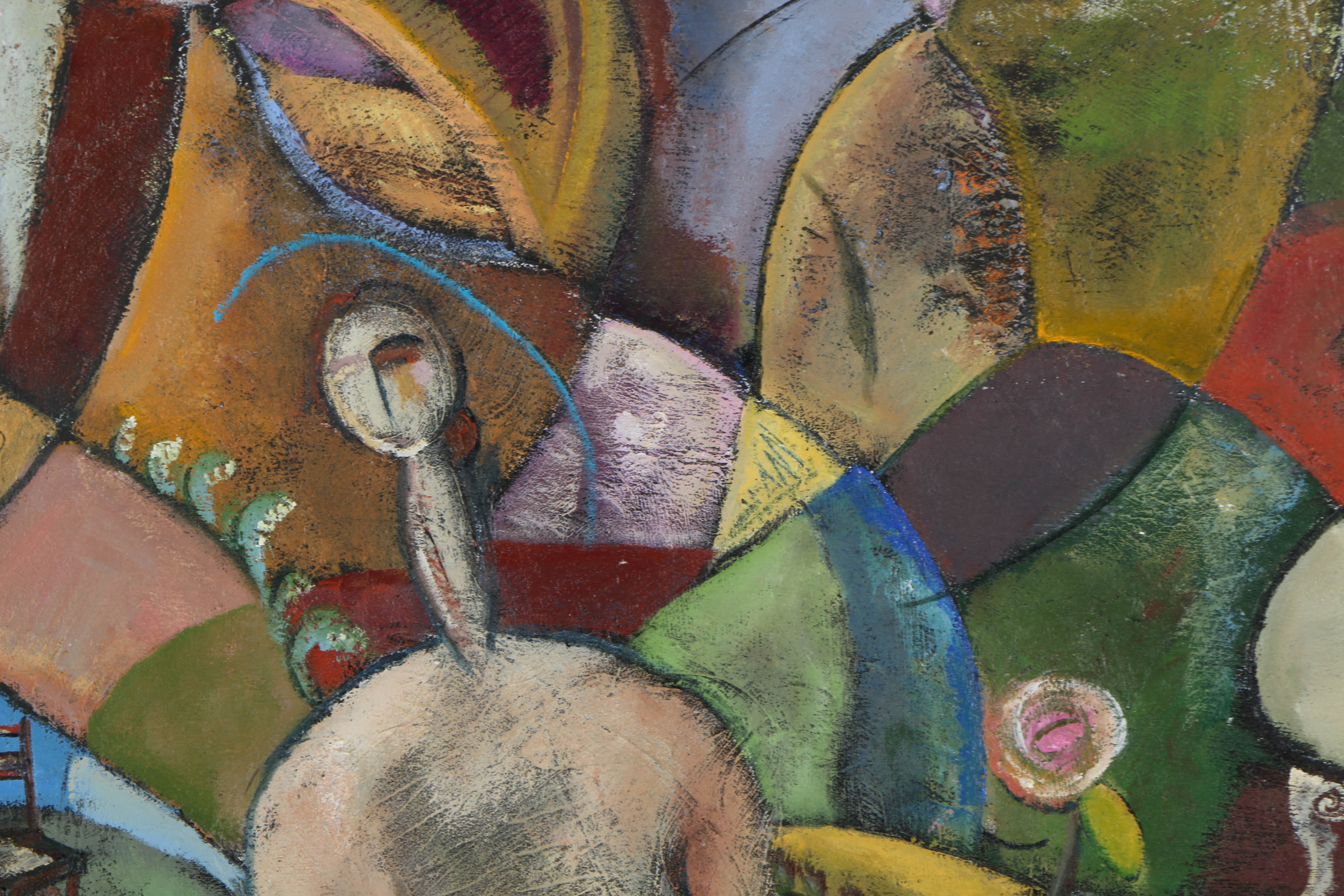 Gwen Freeman Acrylic Painting on Canvas "Woman in the Garden"