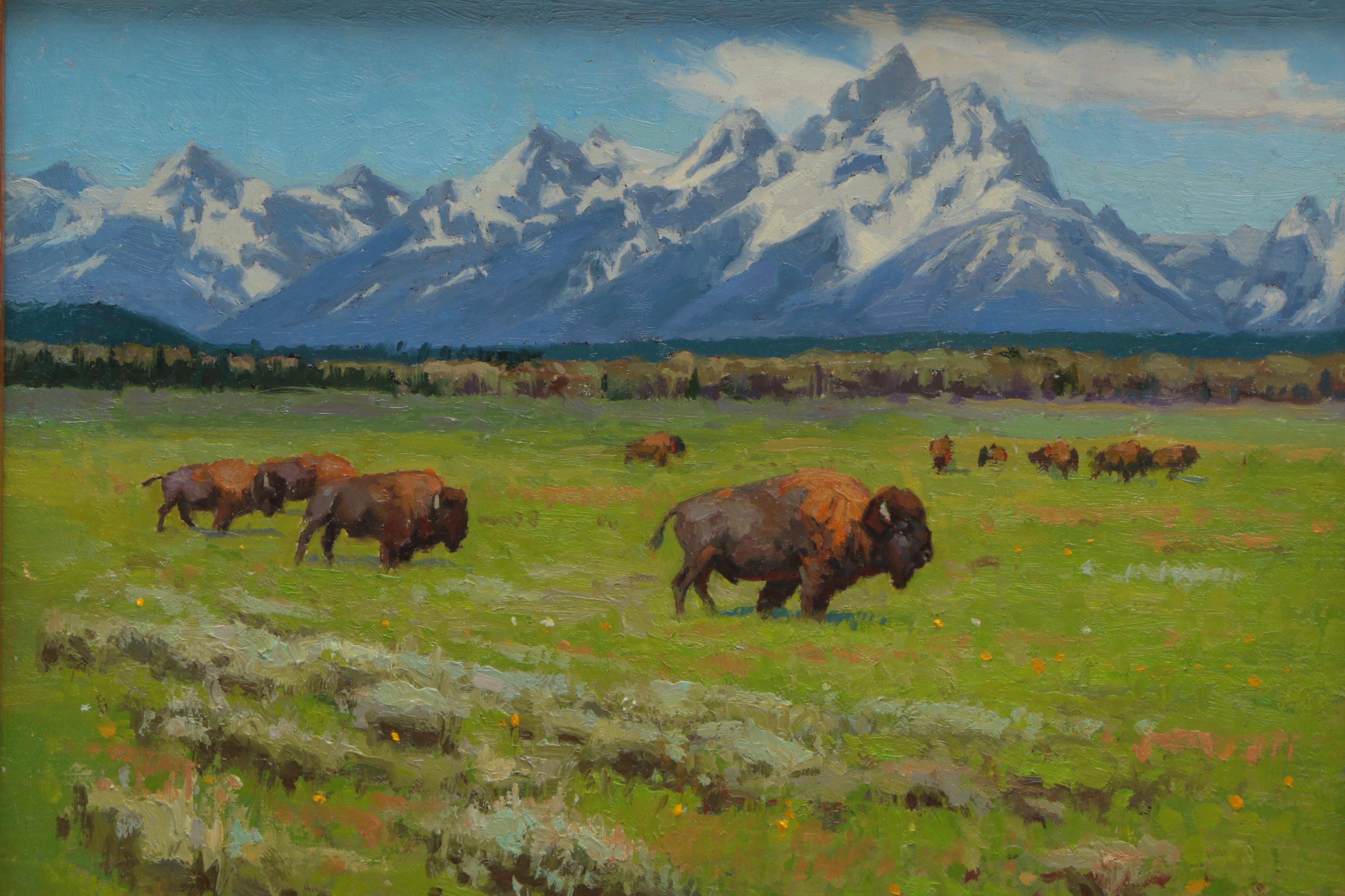 Michael Romney Oil Paintings of Bison and Elk