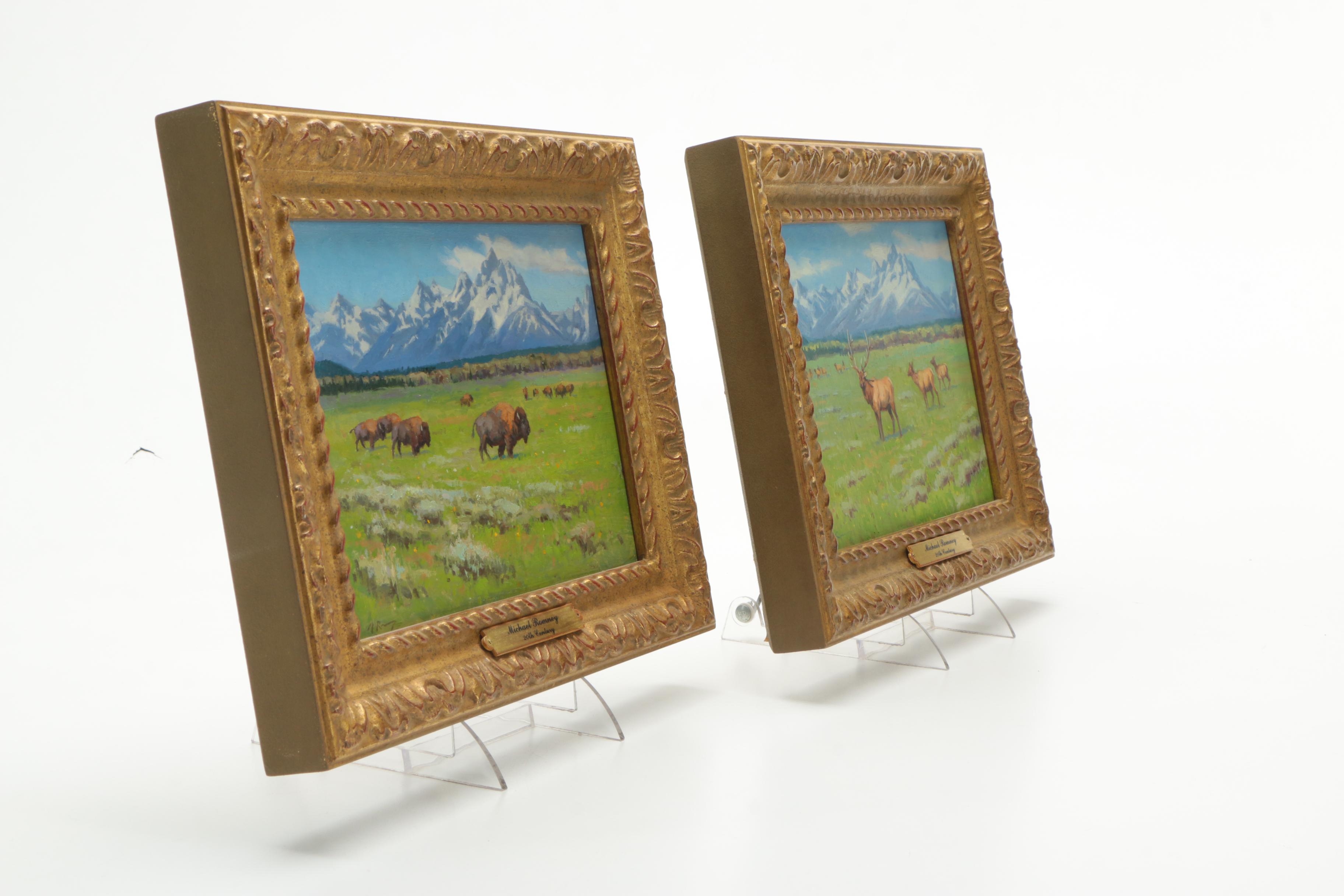 Michael Romney Oil Paintings of Bison and Elk