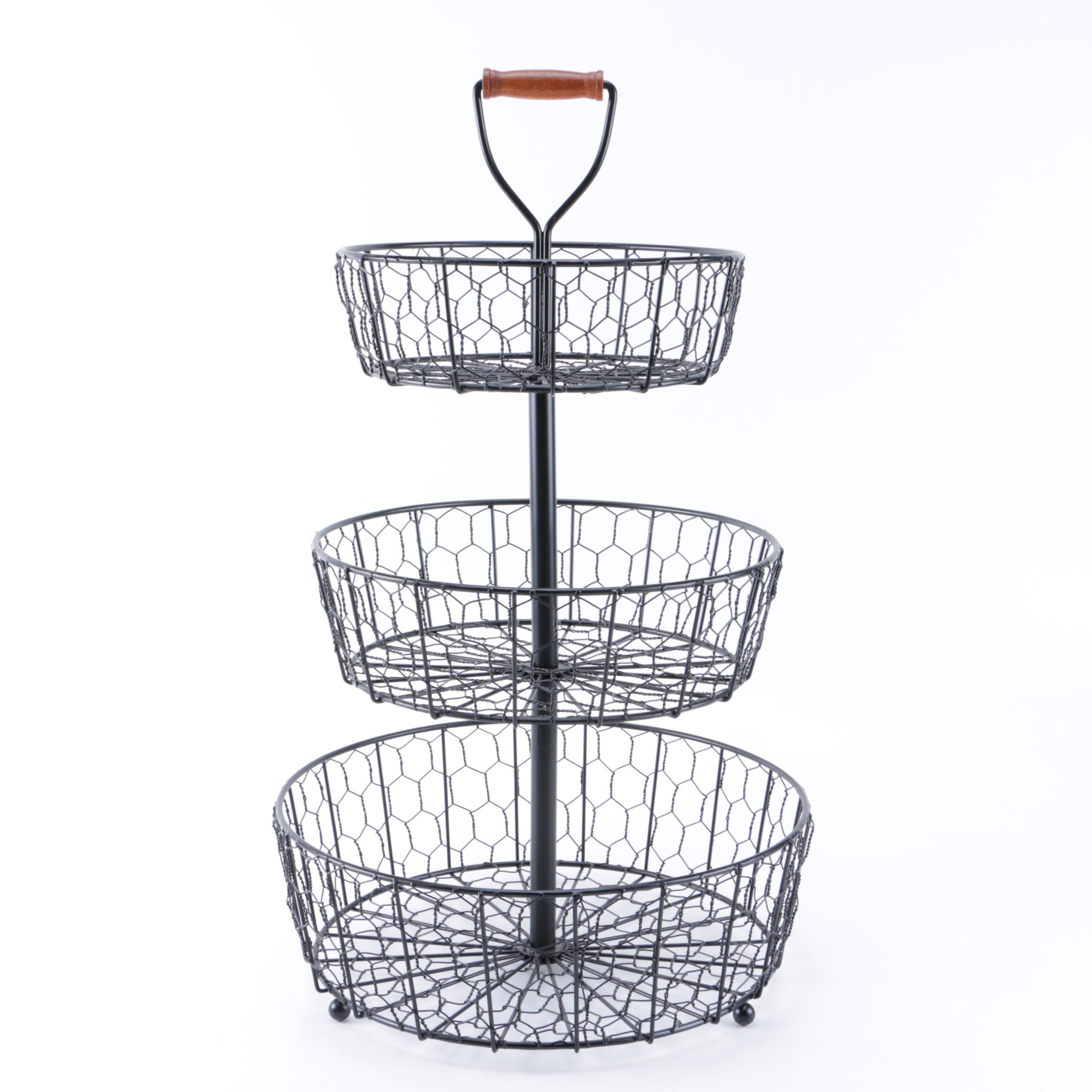 Tiered Wire Display Basket with Handle