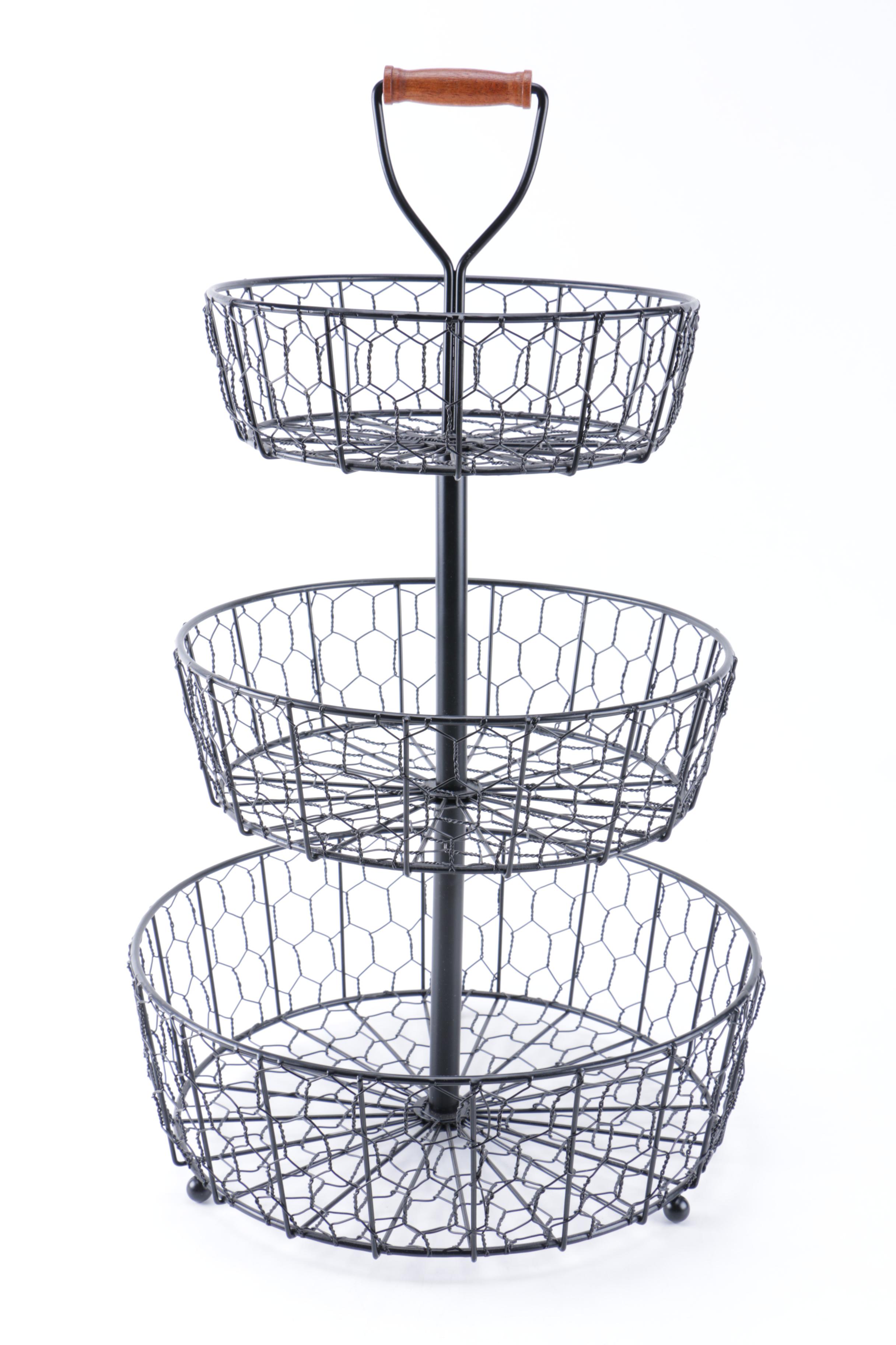 Tiered Wire Display Basket with Handle