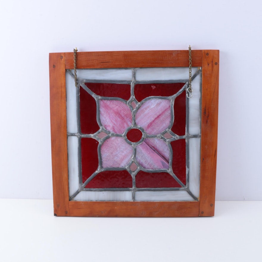 Framed Stained Glass Flower Decor