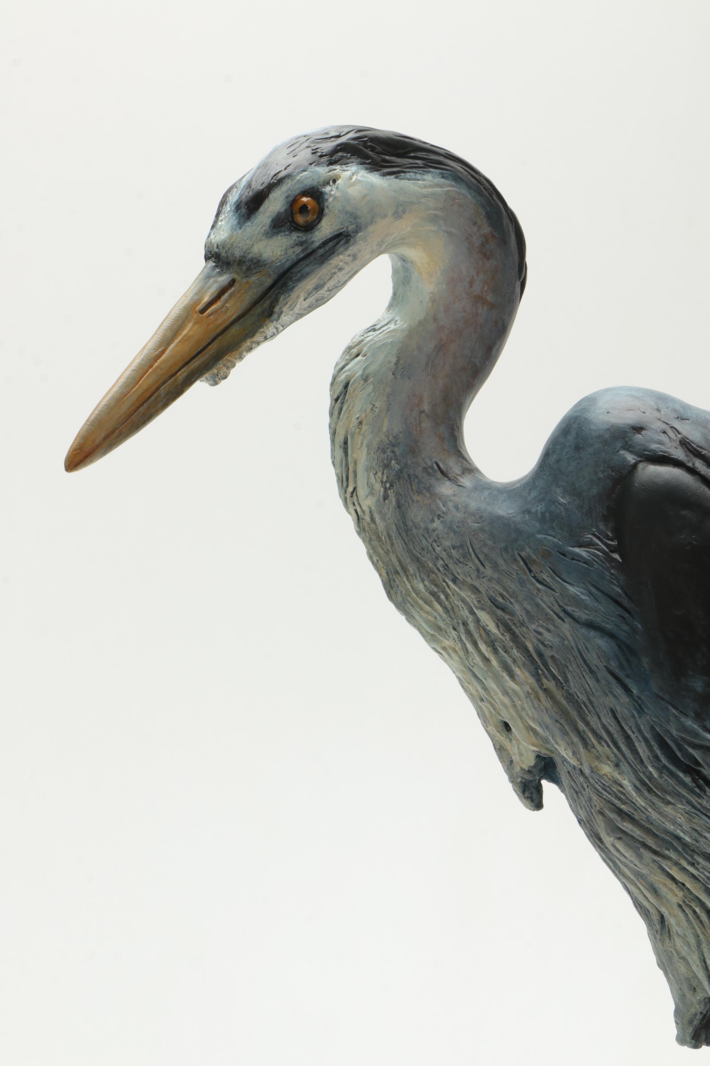 Glenn Swanson Limited Edition Painted Bronze Sculpture "Great Blue Heron"