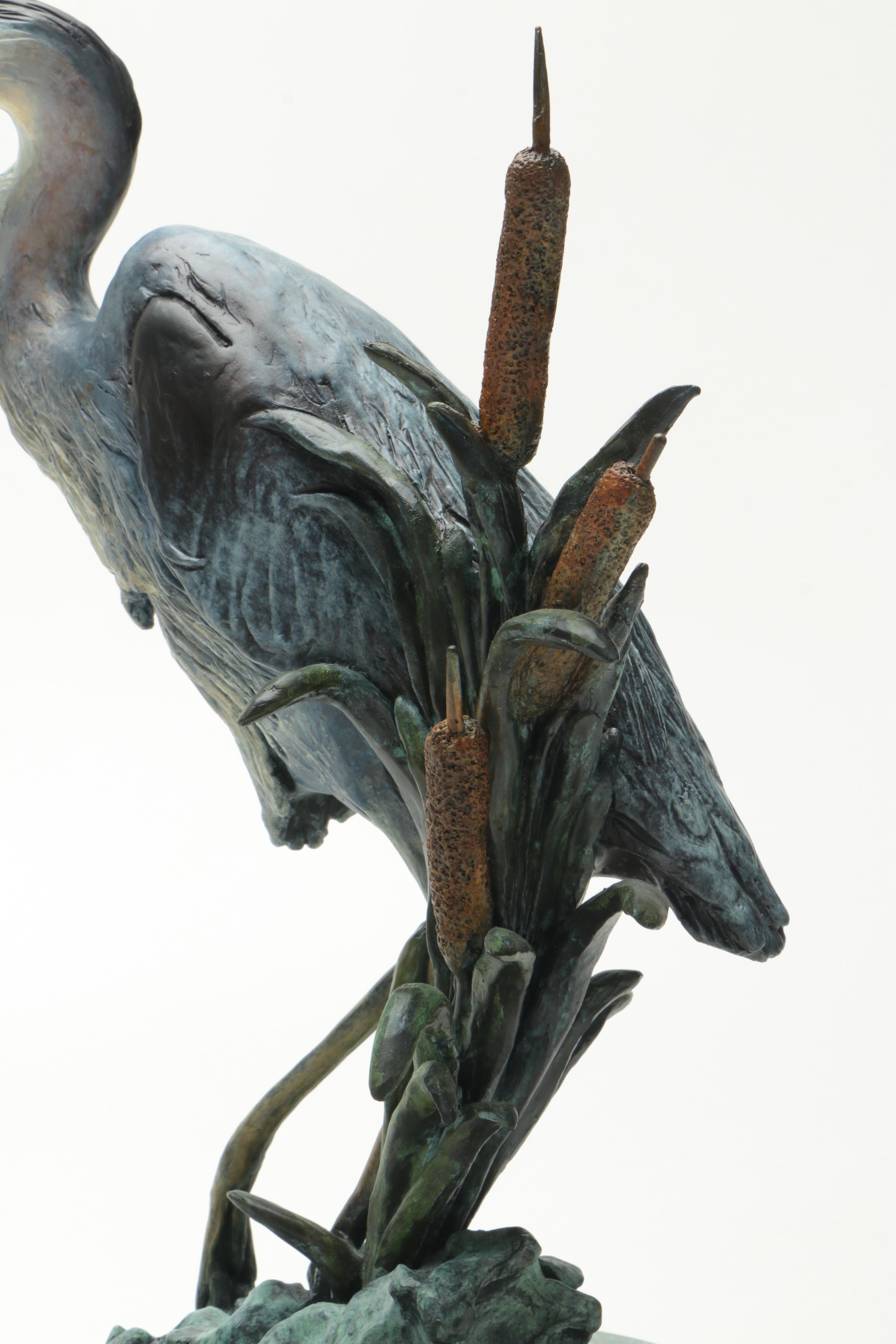 Glenn Swanson Limited Edition Painted Bronze Sculpture "Great Blue Heron"